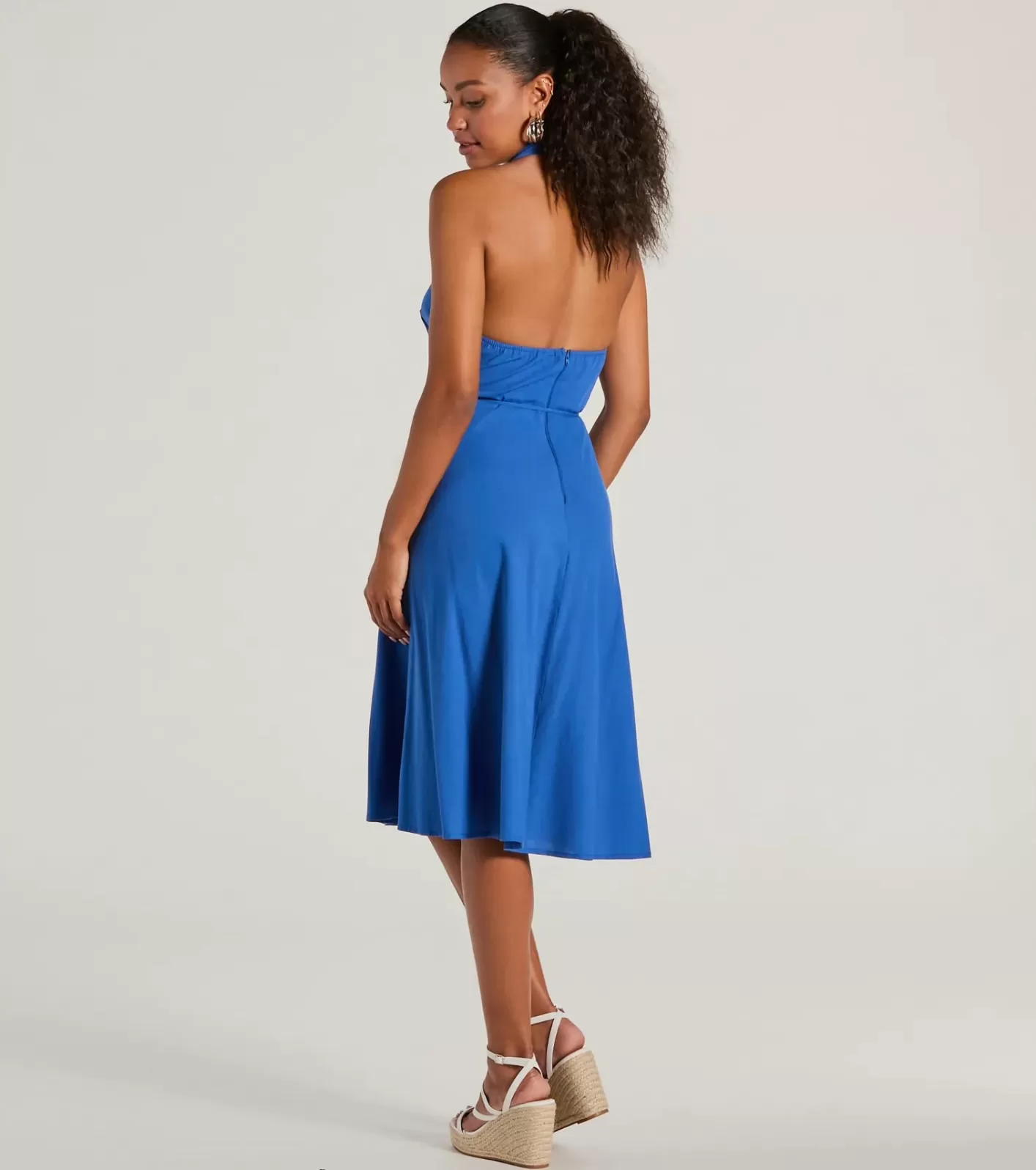 Windsor Delightful Charm Halter A-Line Midi Dress ROYAL Sale