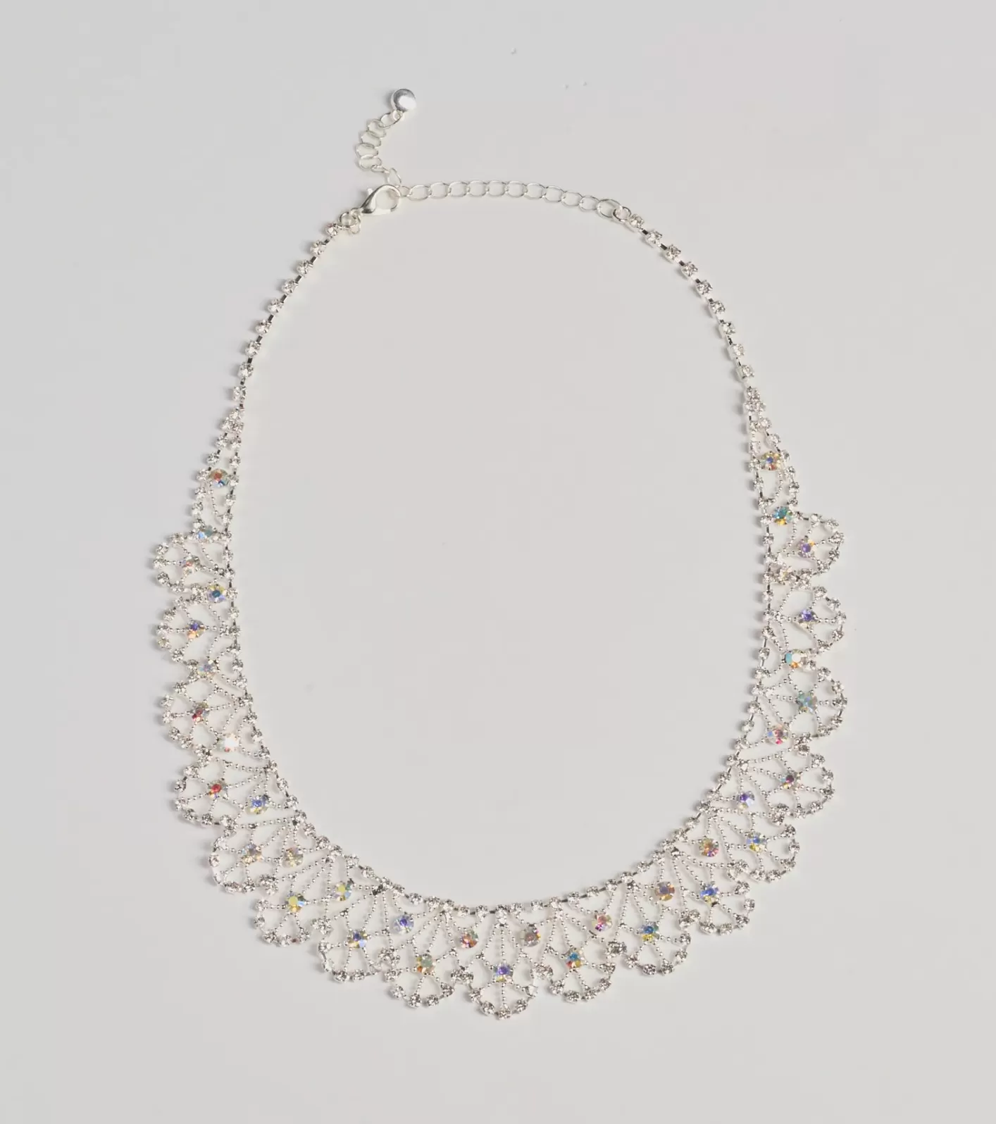 Windsor Divine Sparkle Scallop Rhinestone Collar Necklace SILVER Outlet