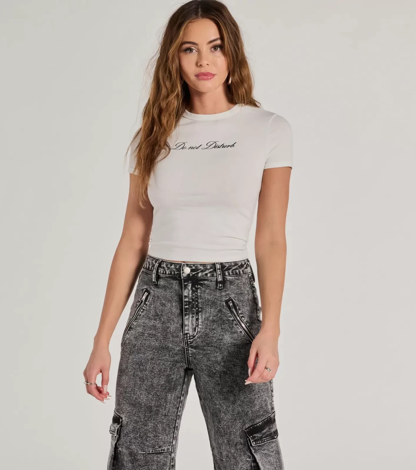 Windsor Do Not Disturb Cropped Graphic Tee WHITE Best