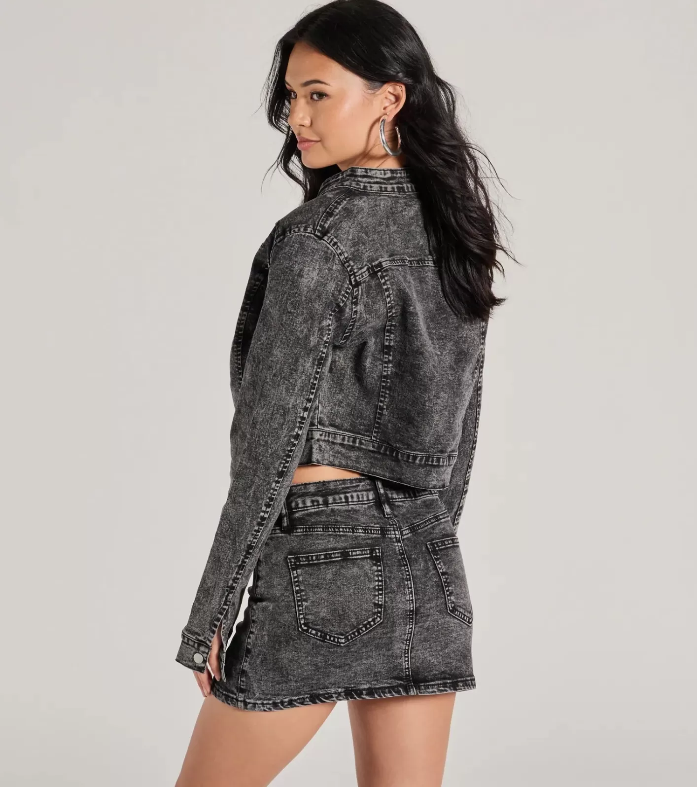 Windsor Edgy Arrival Moto Acid Wash Denim Jacket BLACK Shop