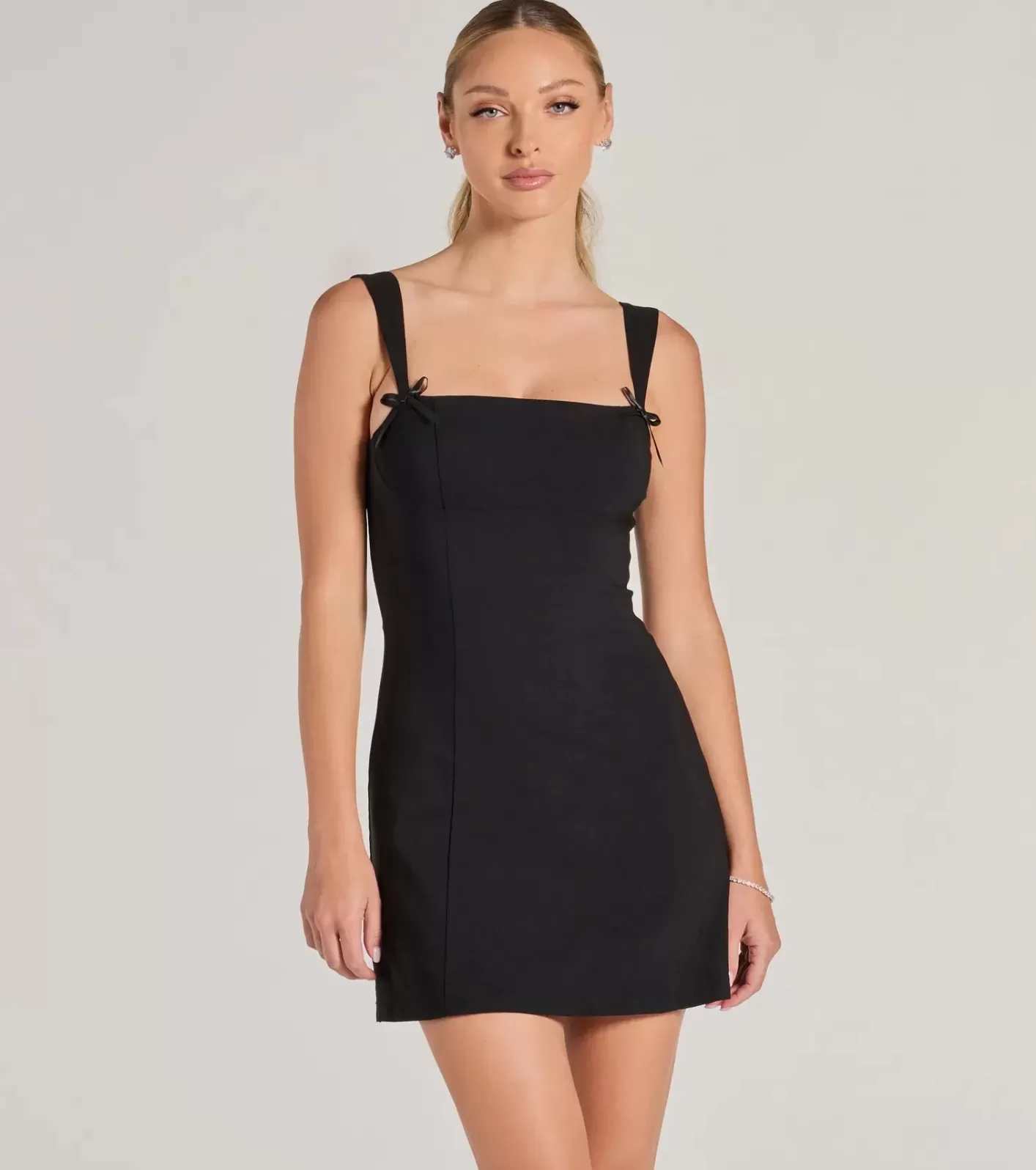 Windsor Effortless And Chic Bow Trim Mini Dress BLACK Cheap