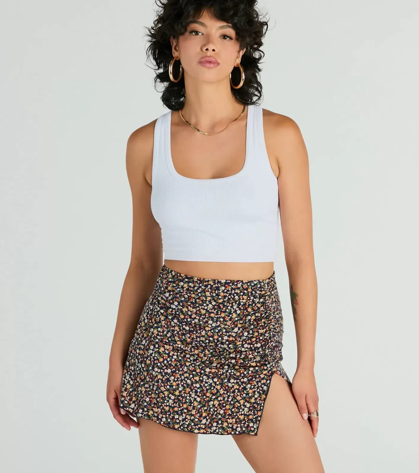 Windsor Effortless Beauty High Rise Floral Mini Skirt NAVY Flash Sale
