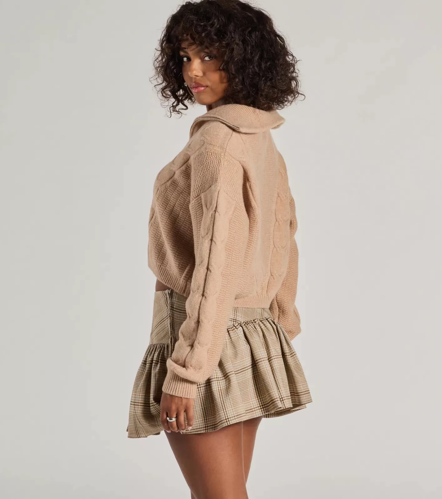 Windsor Elevated Cozy Half-Zip Cable Knit Sweater TAUPE Discount