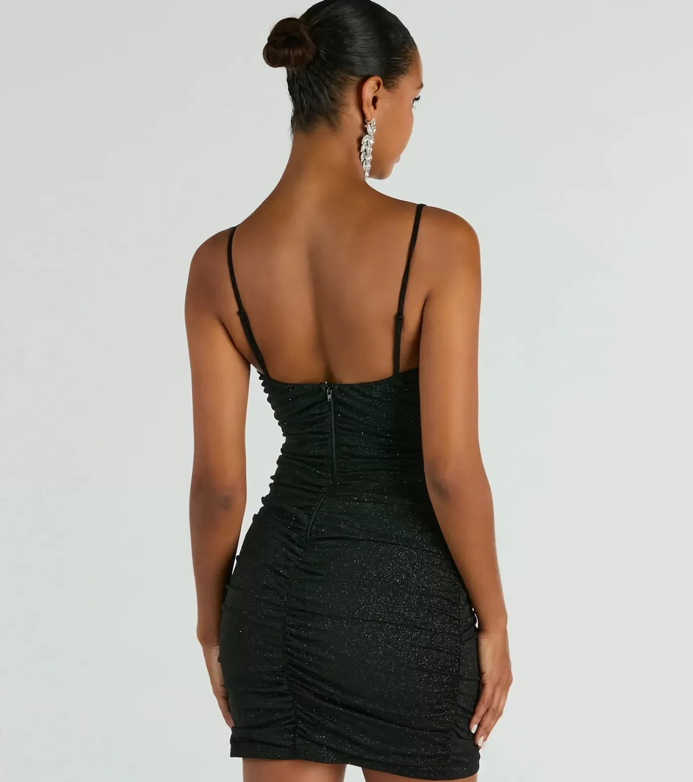 Windsor Elsa Glitter V-Neck Party Dress BLACK Cheap