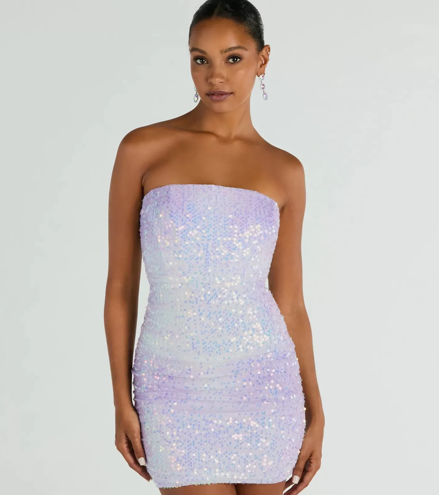 Windsor Enchanting Muse Iridescent Sequin Mini Dress LAVENDER Fashion