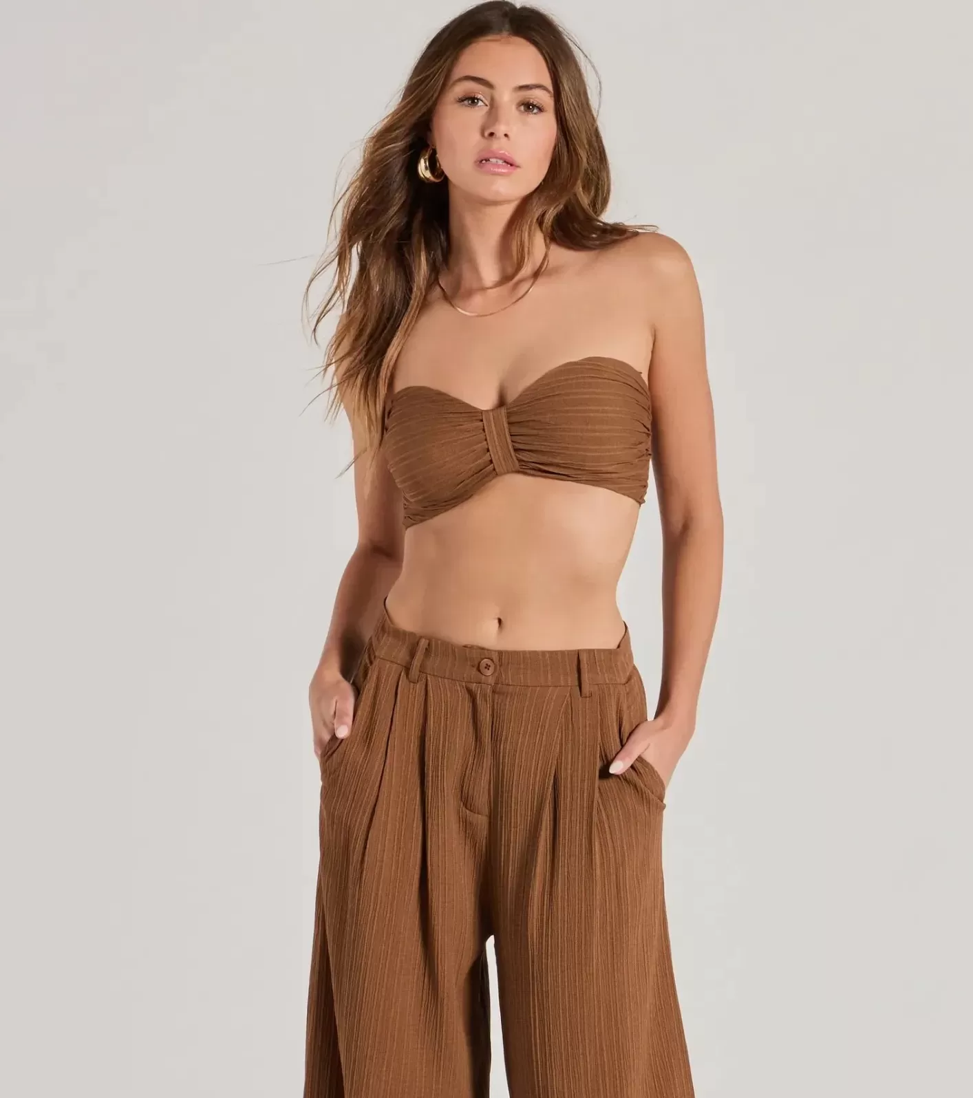 Windsor Endless Vacay Strapless Tube Crop Top BROWN Sale