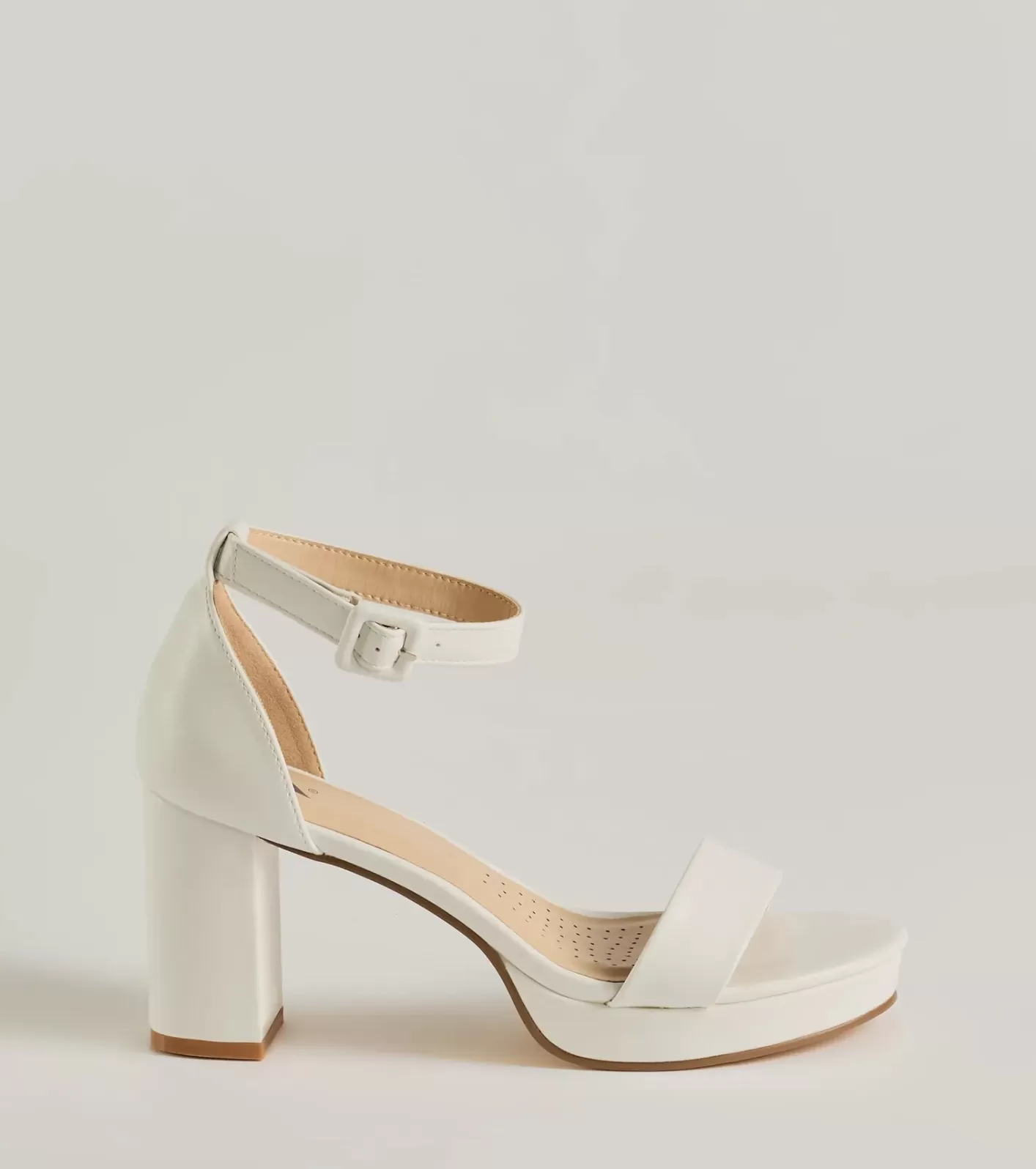 Windsor Essential Chic Staple Platform Block Heels WHITE Cheap