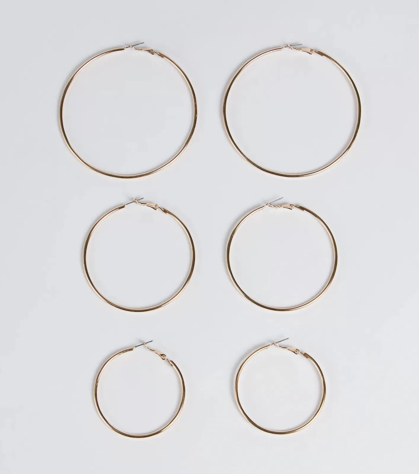 Windsor Essential Three-Pack Hoop Earrings Set GOLD New