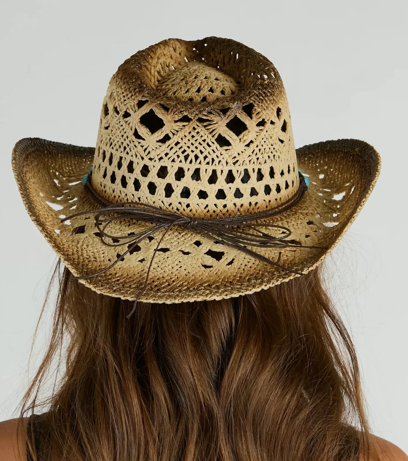 Windsor Everyday Cowgirl Colored Stone Straw Western Hat BROWN Clearance
