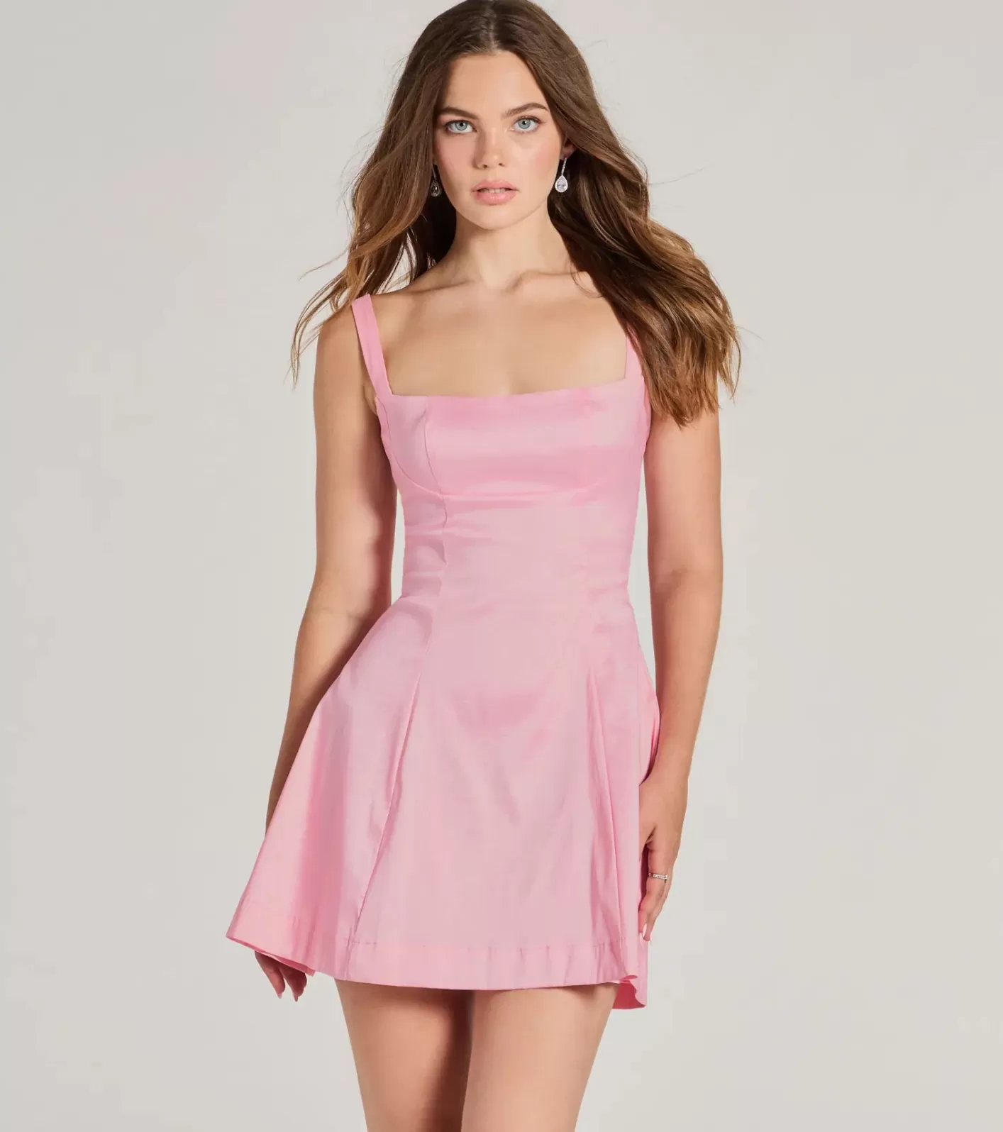 Windsor Fanciful Charm Tie-Back A-Line Taffeta Mini Dress PINK Discount