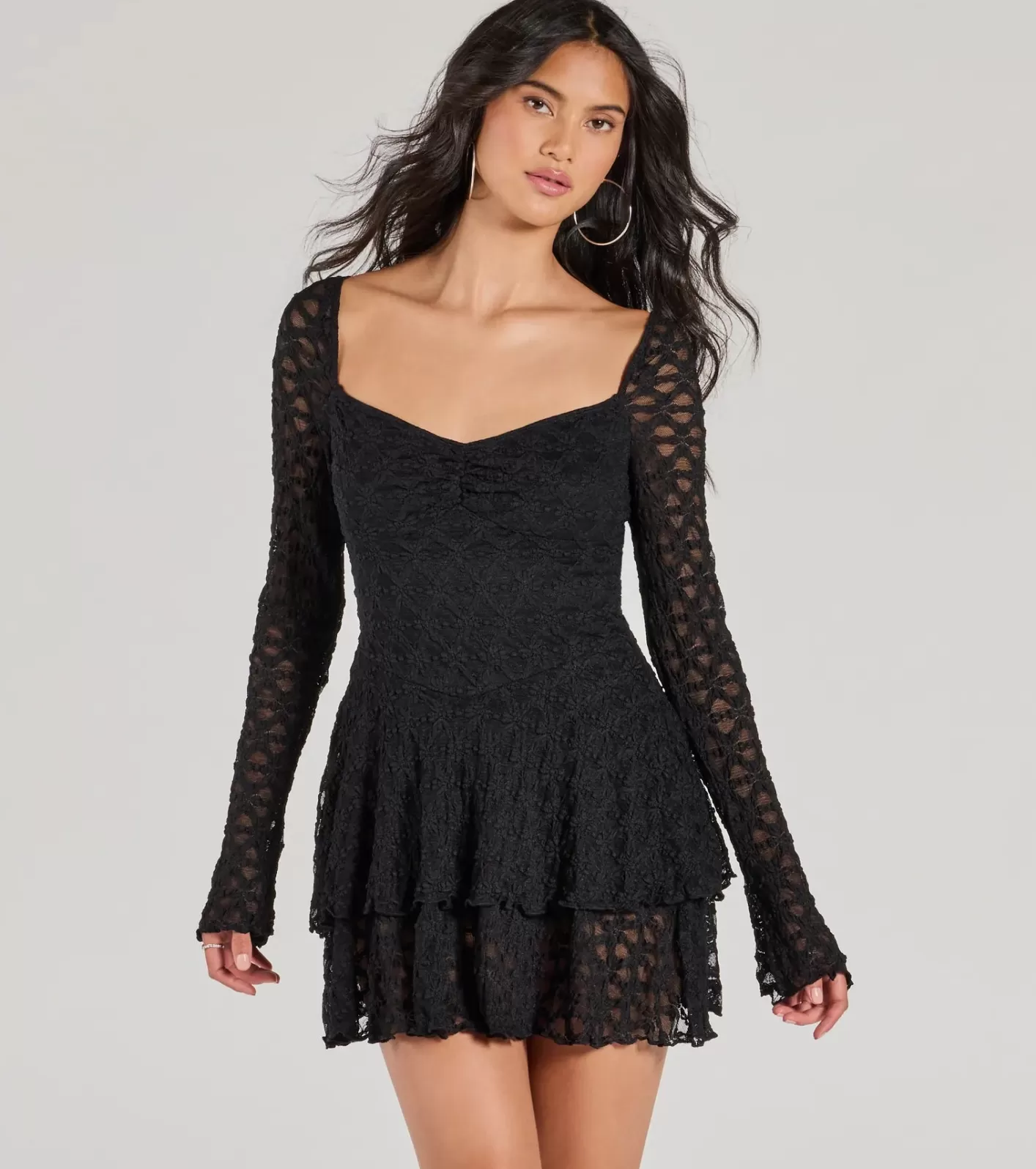 Windsor Feel The Romance Long Sleeve Lace Skater Romper BLACK Store