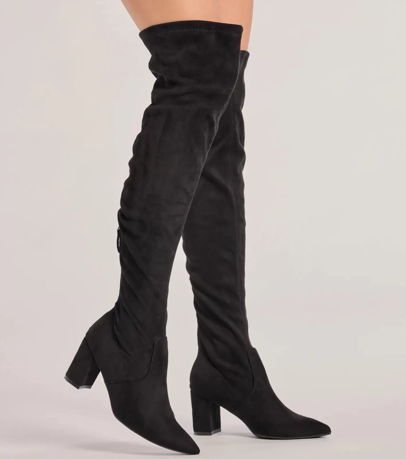 Windsor Feelin' Fab Faux Suede Over-The-Knee Boots BLACK Cheap
