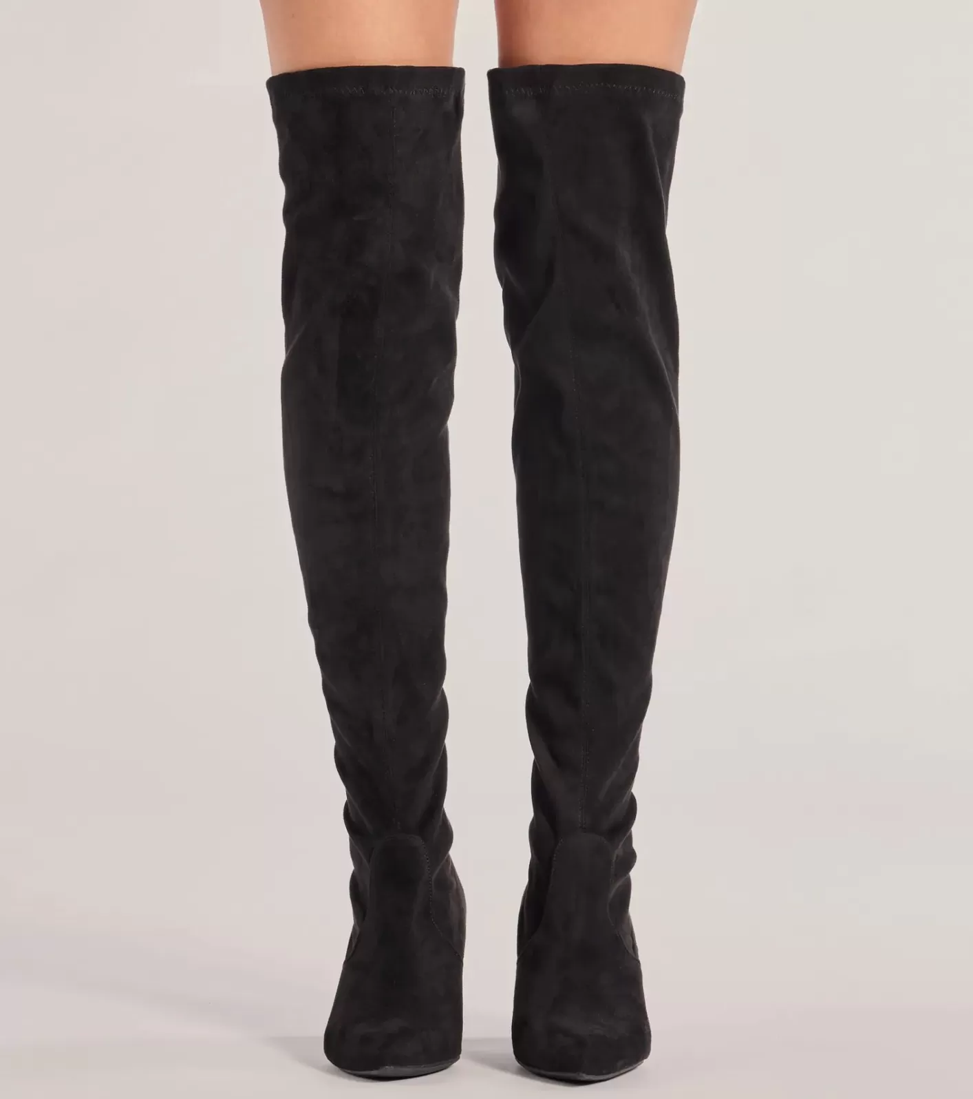 Windsor Feelin' Fab Faux Suede Over-The-Knee Boots BLACK Cheap