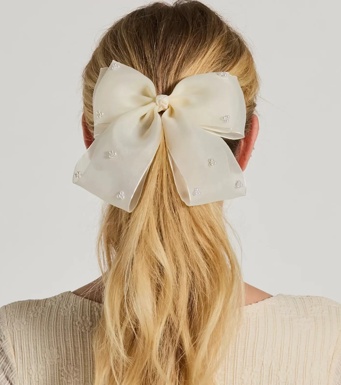 Windsor Feminine Charm Pearl Detail Hair Bow Barrette IVORY Cheap