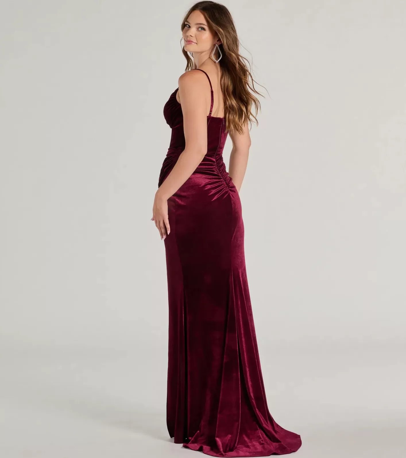 Windsor Fia Sleeveless Velvet Wrap Corset Mermaid Dress BURGUNDY Outlet