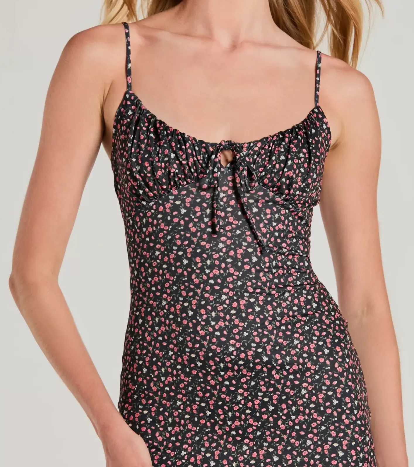 Windsor Fit To Bloom Scoop Neck Ditsy Floral Midi Dress BLACK Cheap
