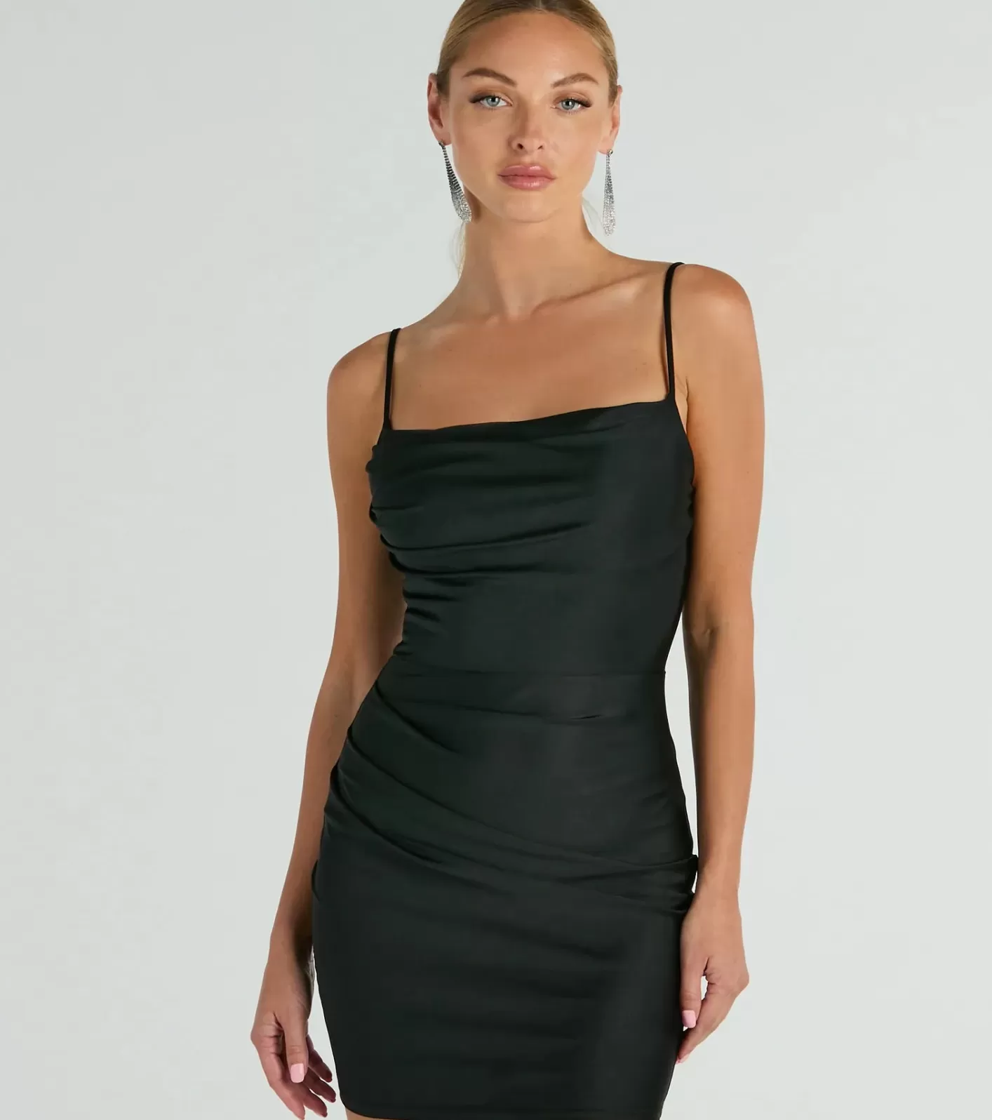 Windsor Flawless Allure Cowl Neck Bodycon Mini Dress BLACK Online