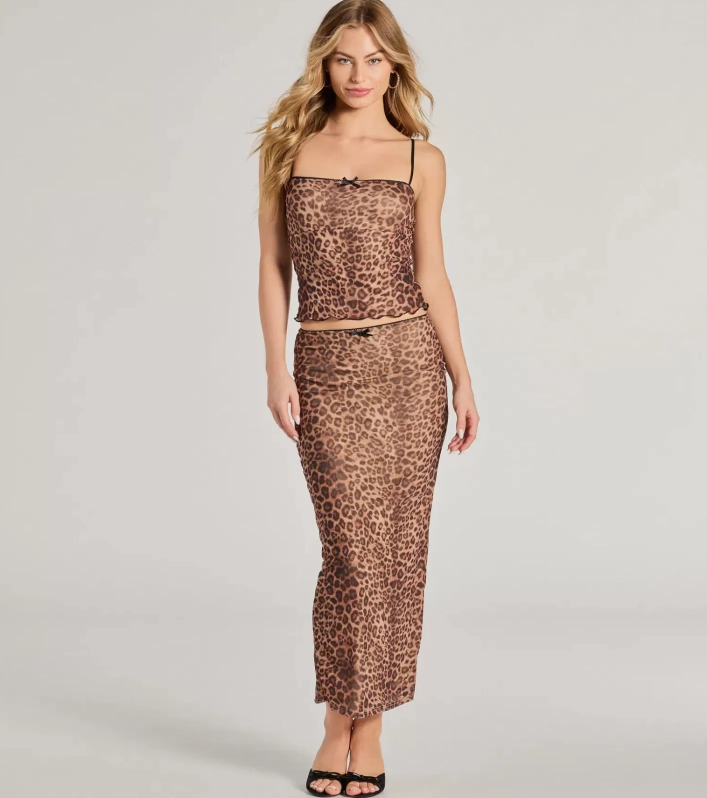 Windsor Forever Fierce Print and Bow Maxi Skirt LEOPARD Discount
