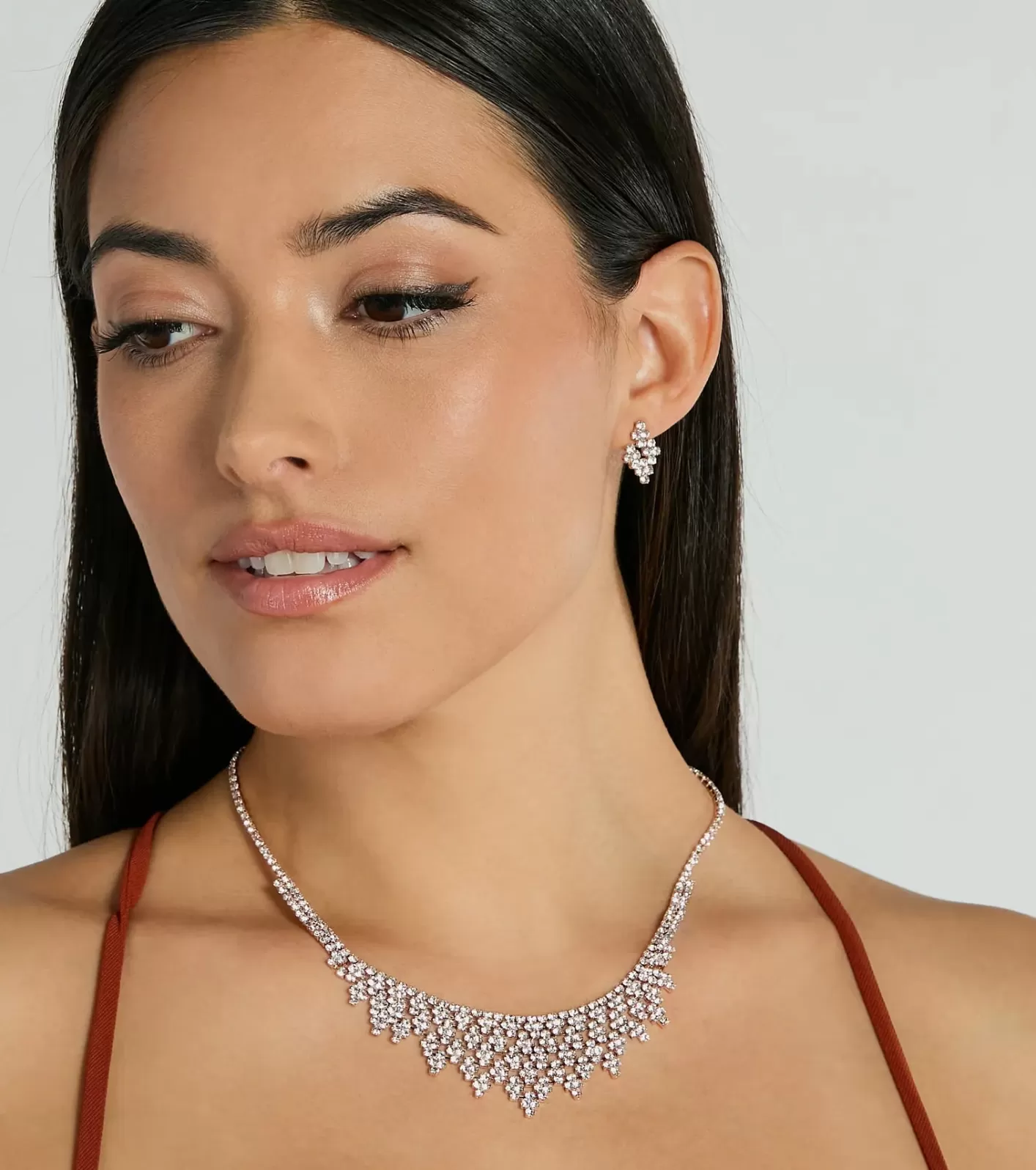 Windsor Forever Sparkle Rhinestone Necklace And Earrings Set ROSEGOLD Flash Sale