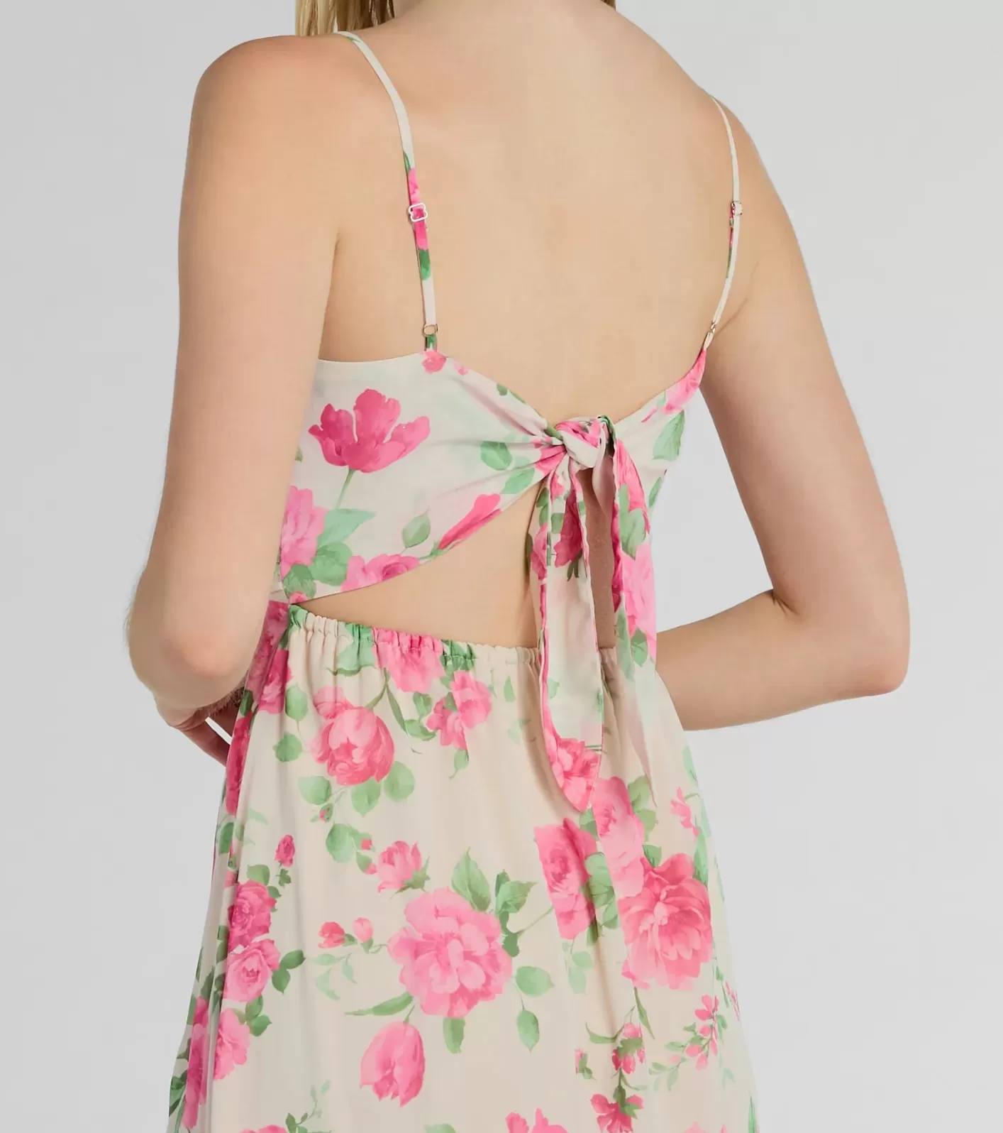 Windsor Garden Of Romance Tie Back Rose Floral A-Line Dress IVORY Flash Sale