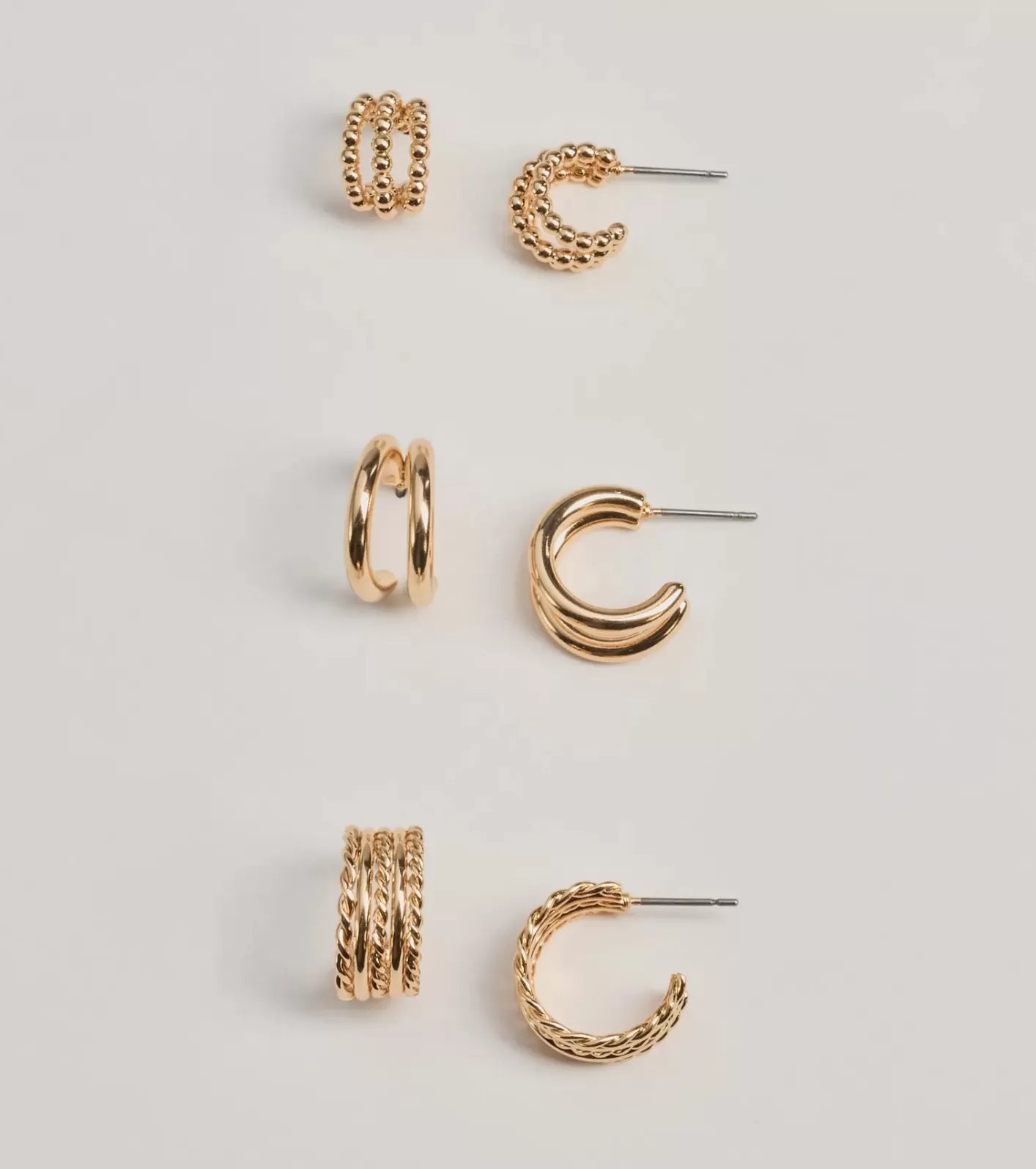 Windsor Glam Attitude Three-Pack Hoop Earrings Set GOLD Shop