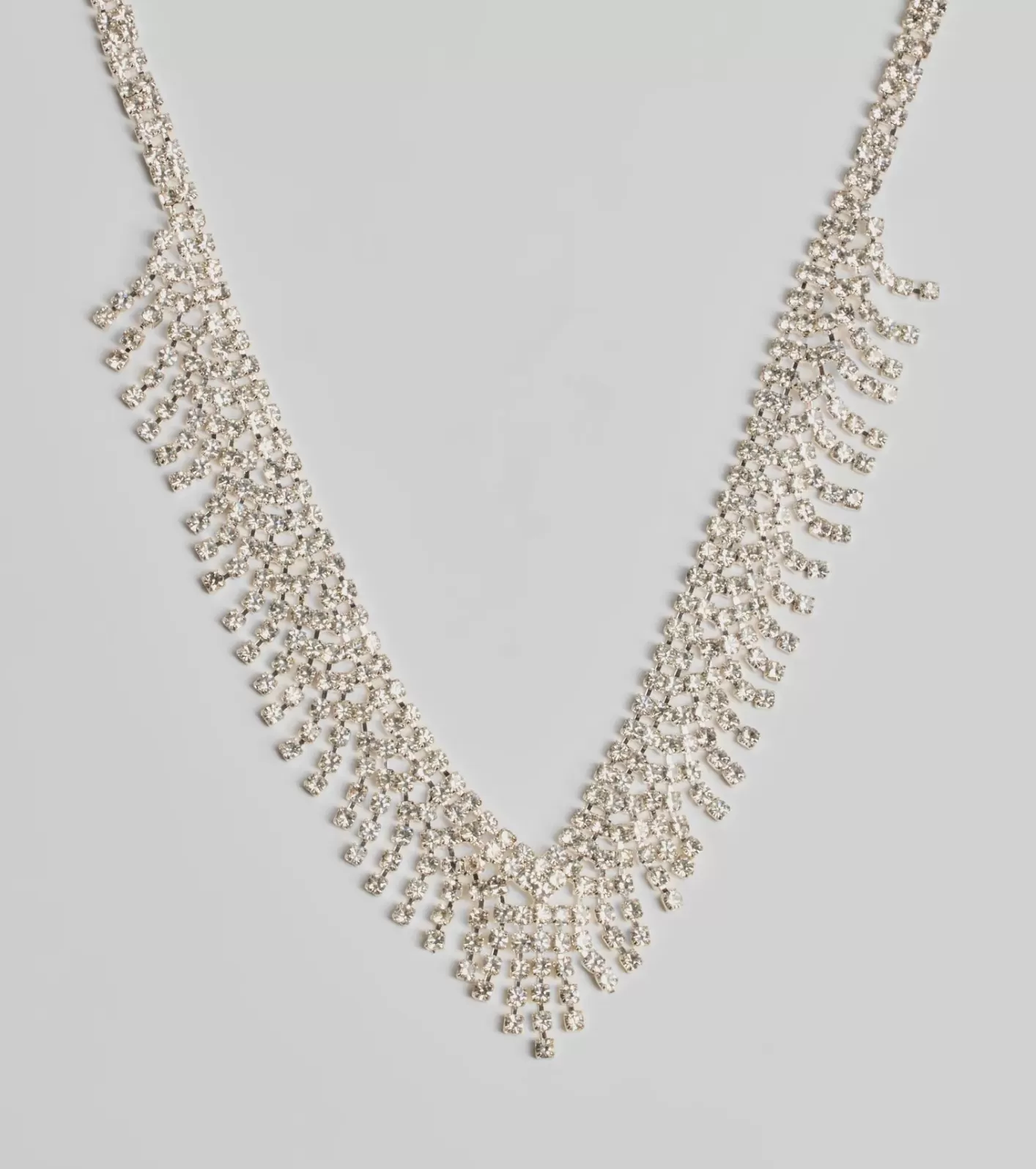 Windsor Glam Edge Rhinestone Fringe Necklace CLEAR Sale