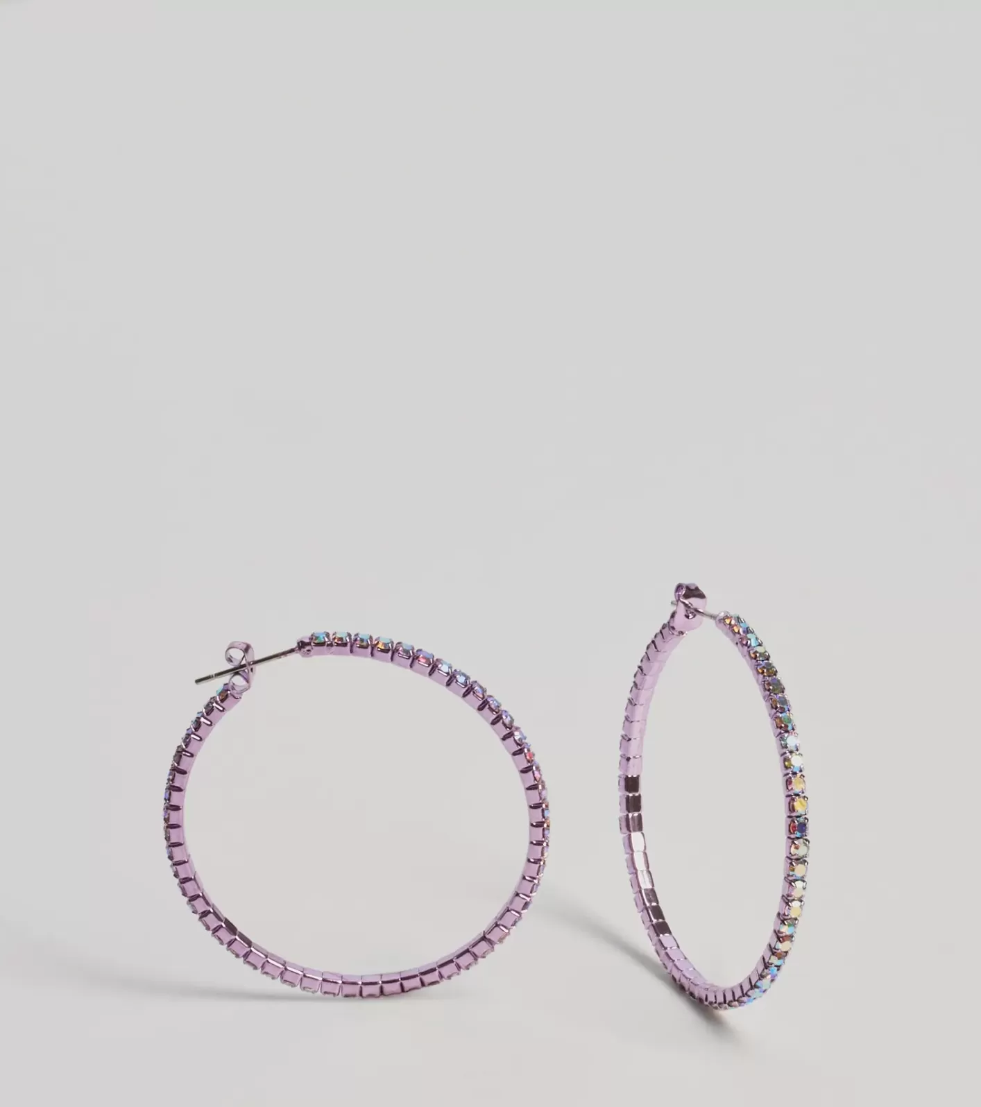 Windsor Glam Impression Rhinestone Hoop Earrings LAVENDER Best Sale