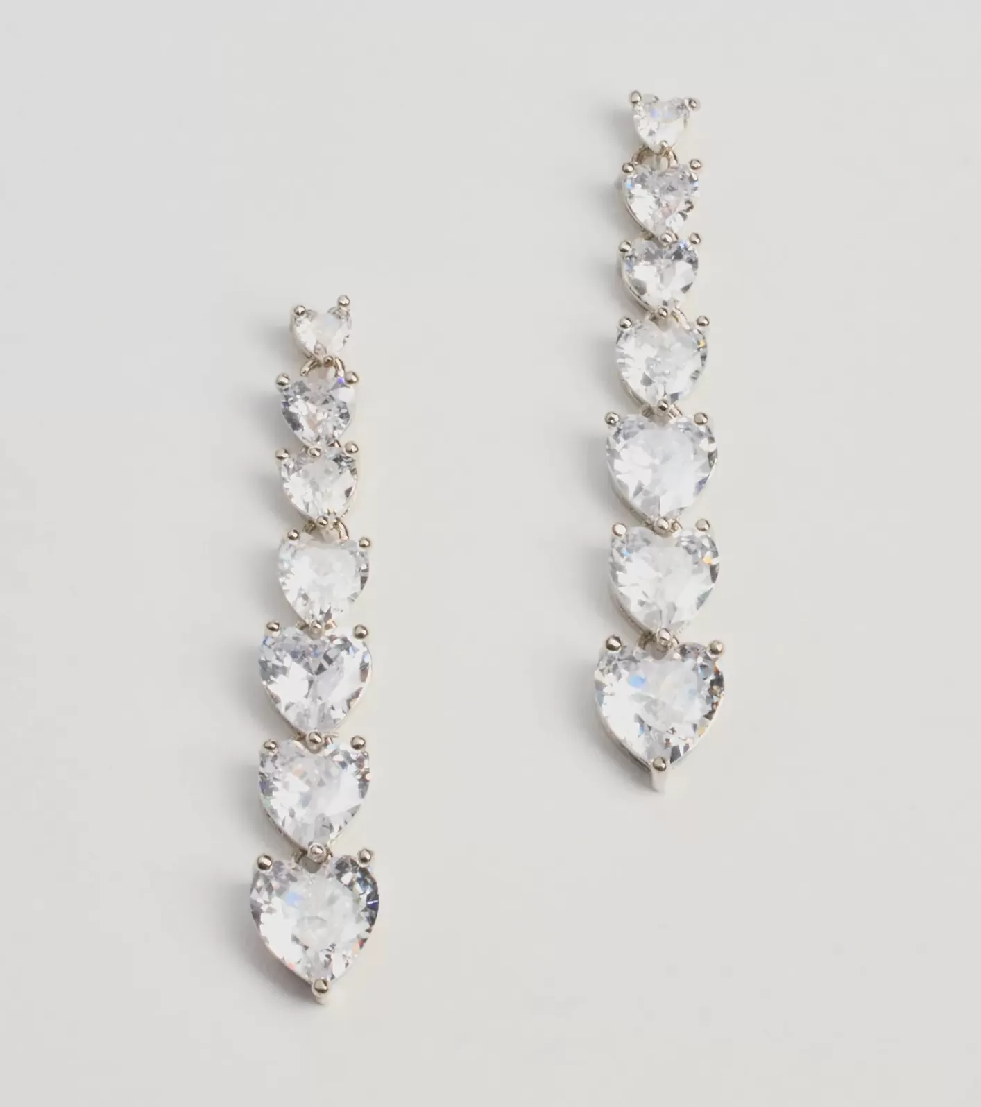 Windsor Glam Love Heart-Shaped Cubic Zirconia Duster Earrings SILVER Cheap