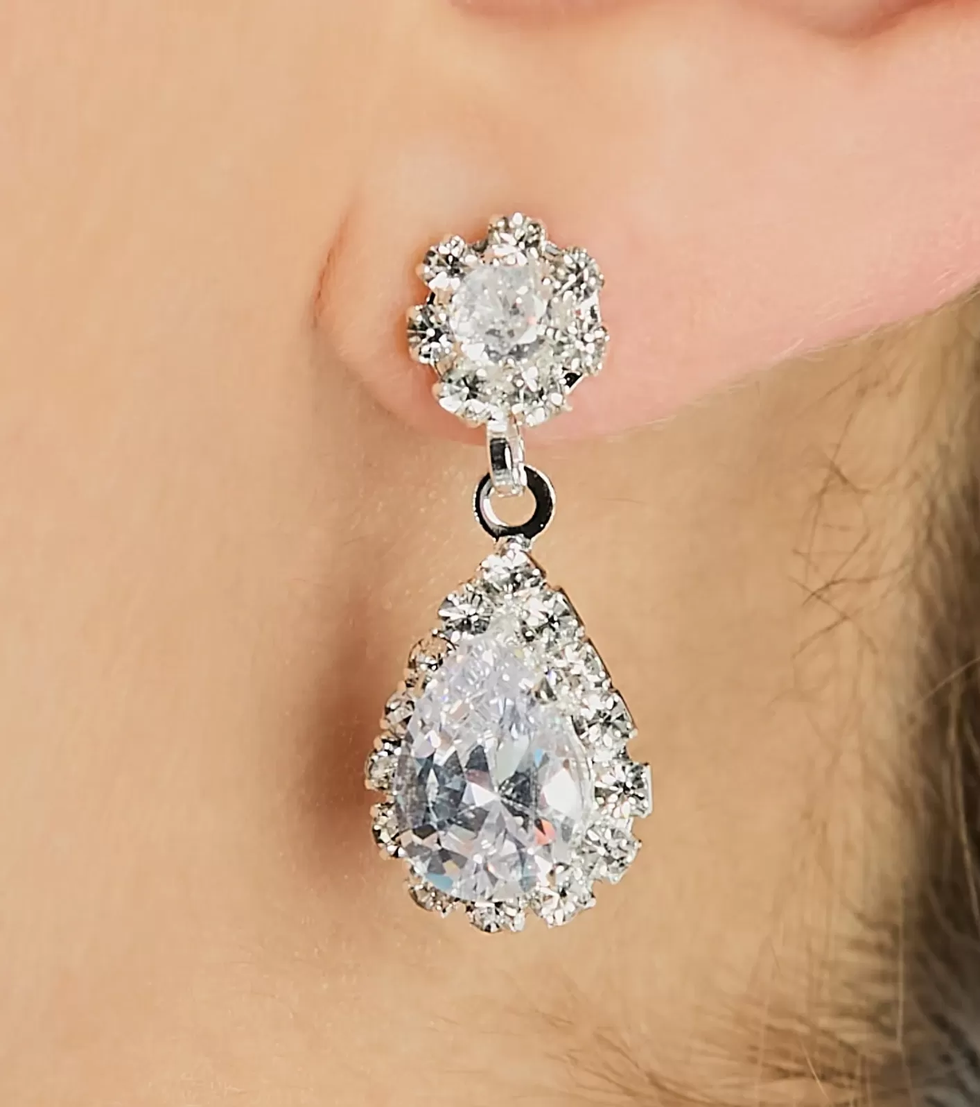 Windsor Glam Shine Teardrop Cubic Zirconia Necklace And Earrings Set SILVER Store