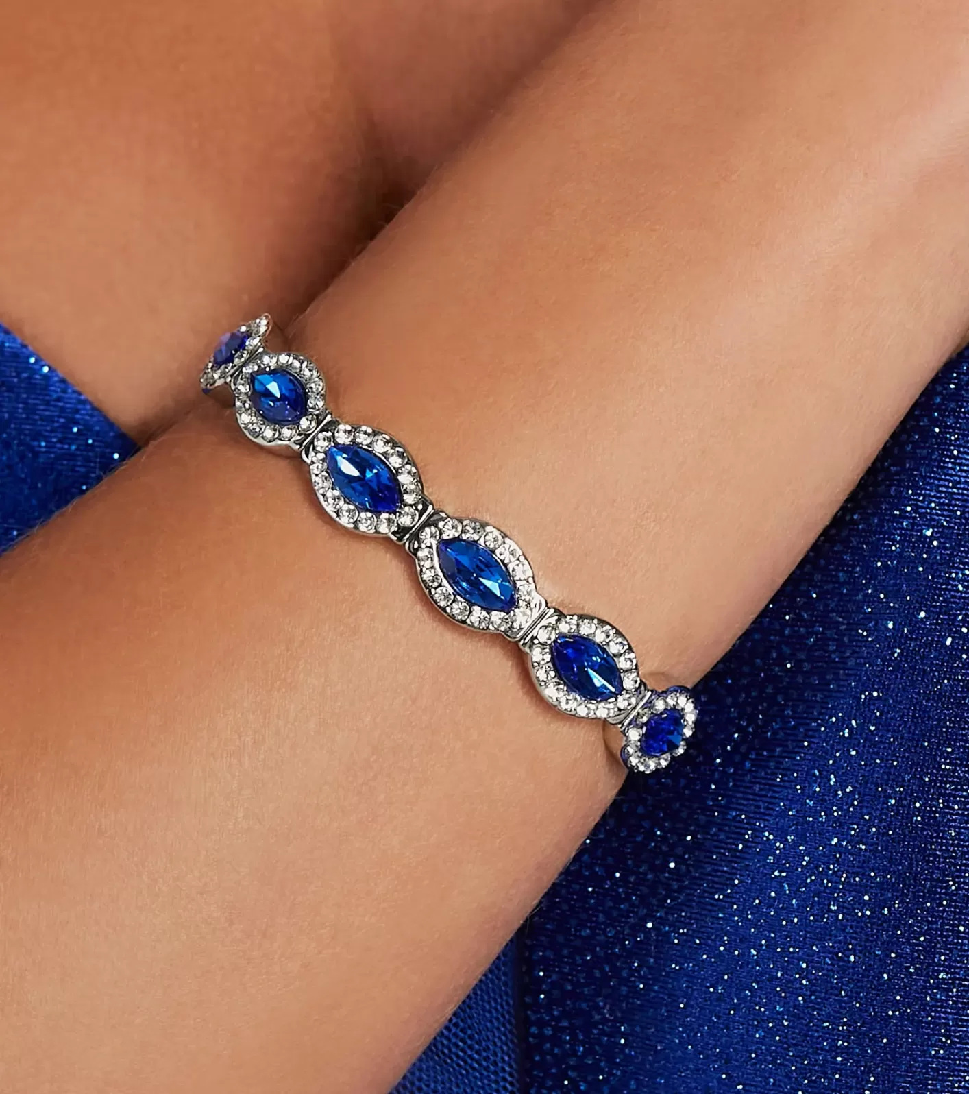 Windsor Glam Touch Gemstone Stretch Bracelet BLUE Flash Sale