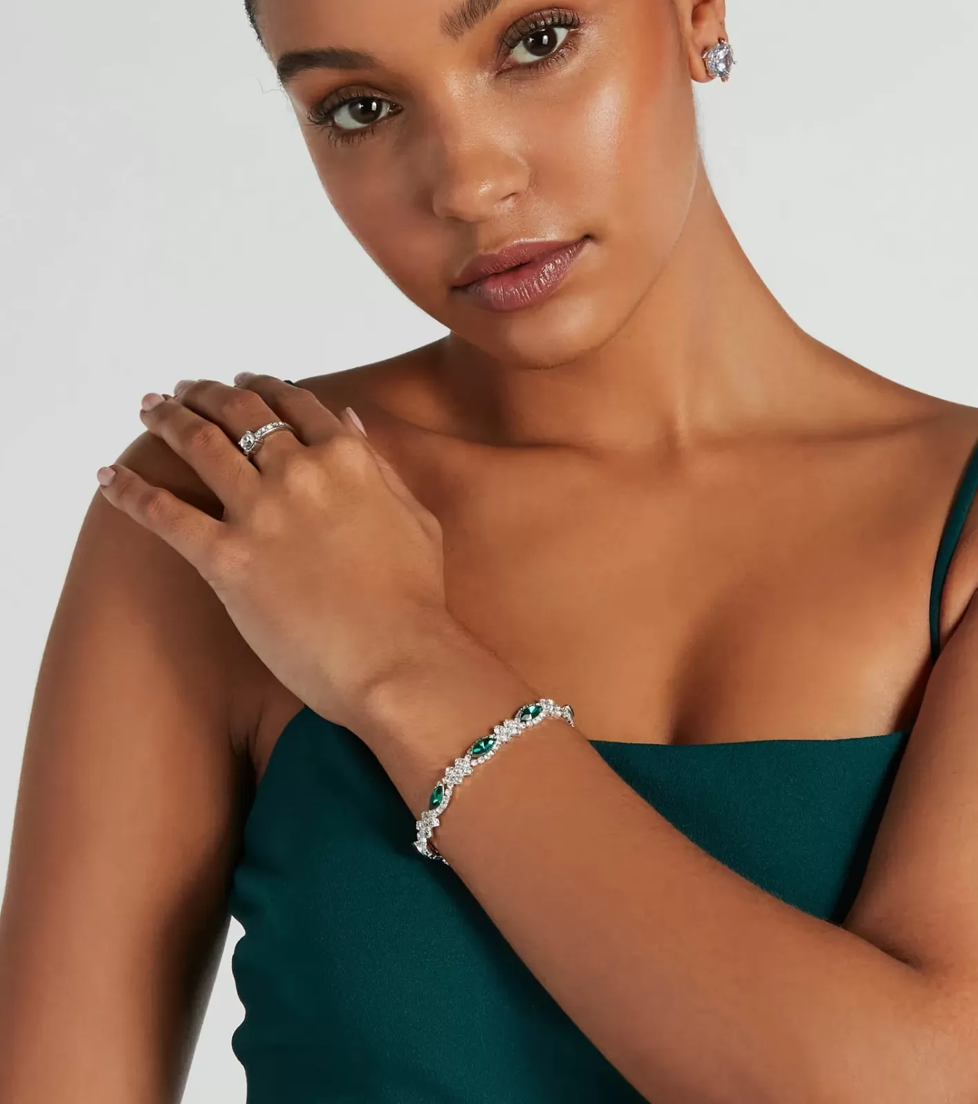 Windsor Glistening Glamour Gemstone And Rhinestone Bracelet EMERALD Best Sale
