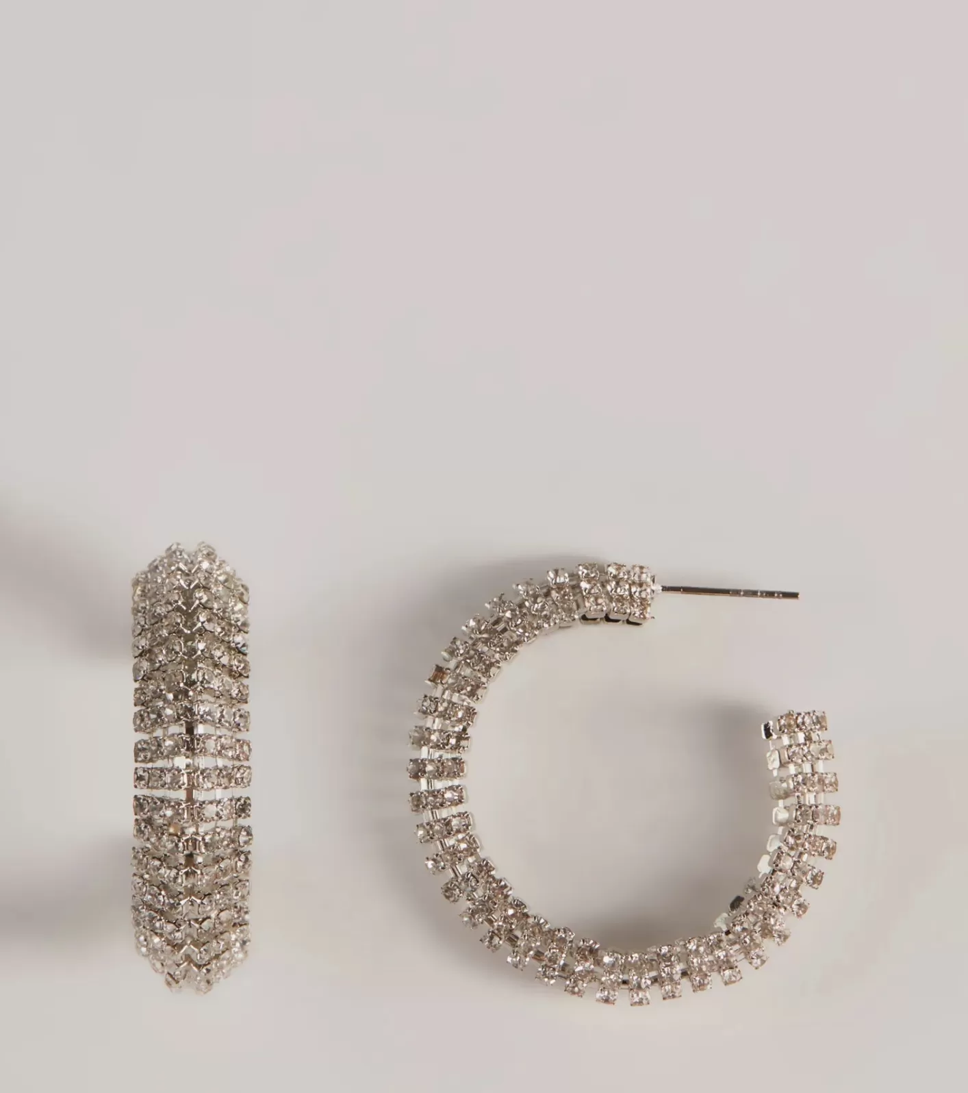 Windsor Glitzy Affair Rhinestone Chunky Hoop Earrings SILVER Cheap