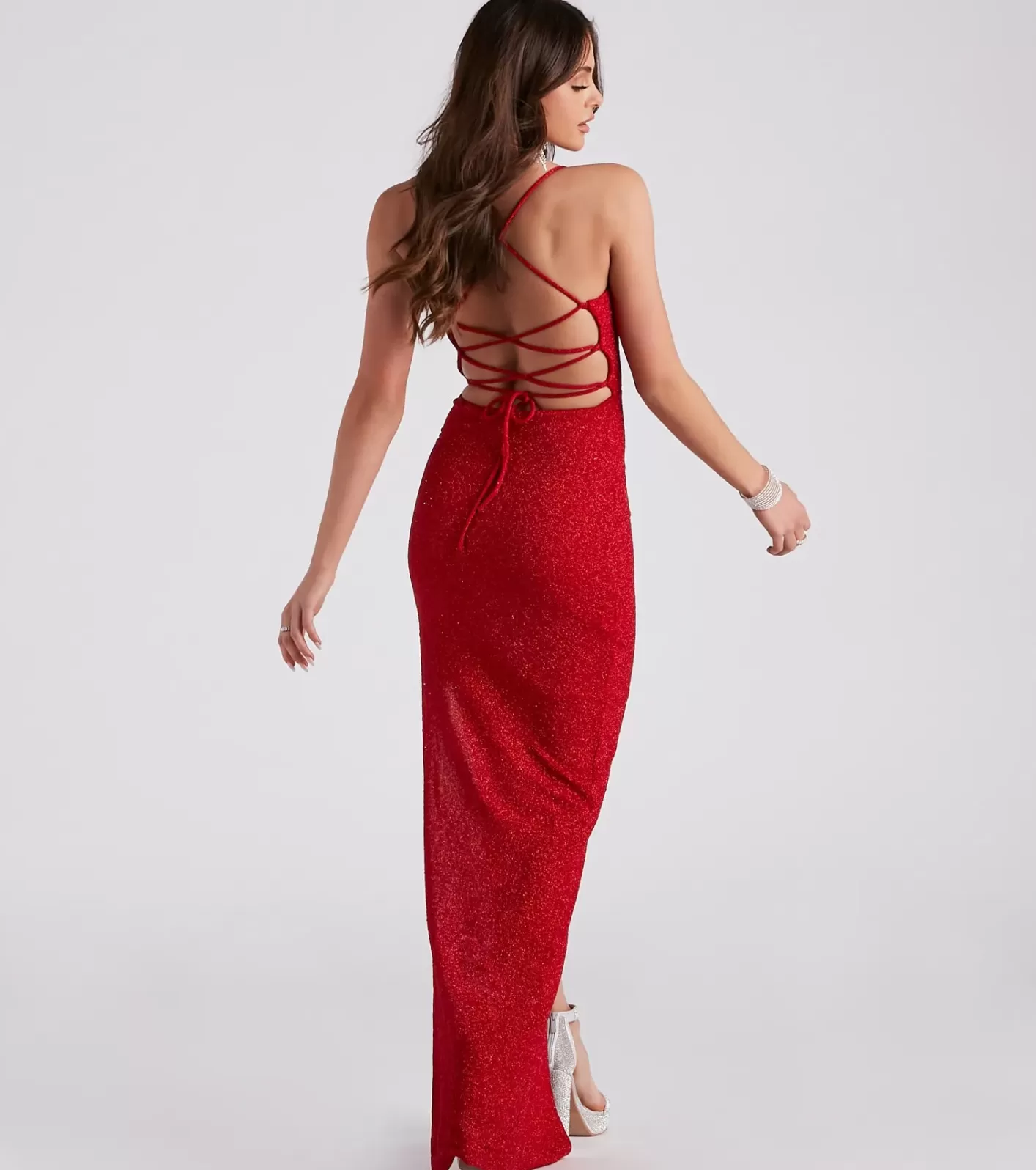 Windsor Gloria Formal Glitter Long Dress RED Cheap