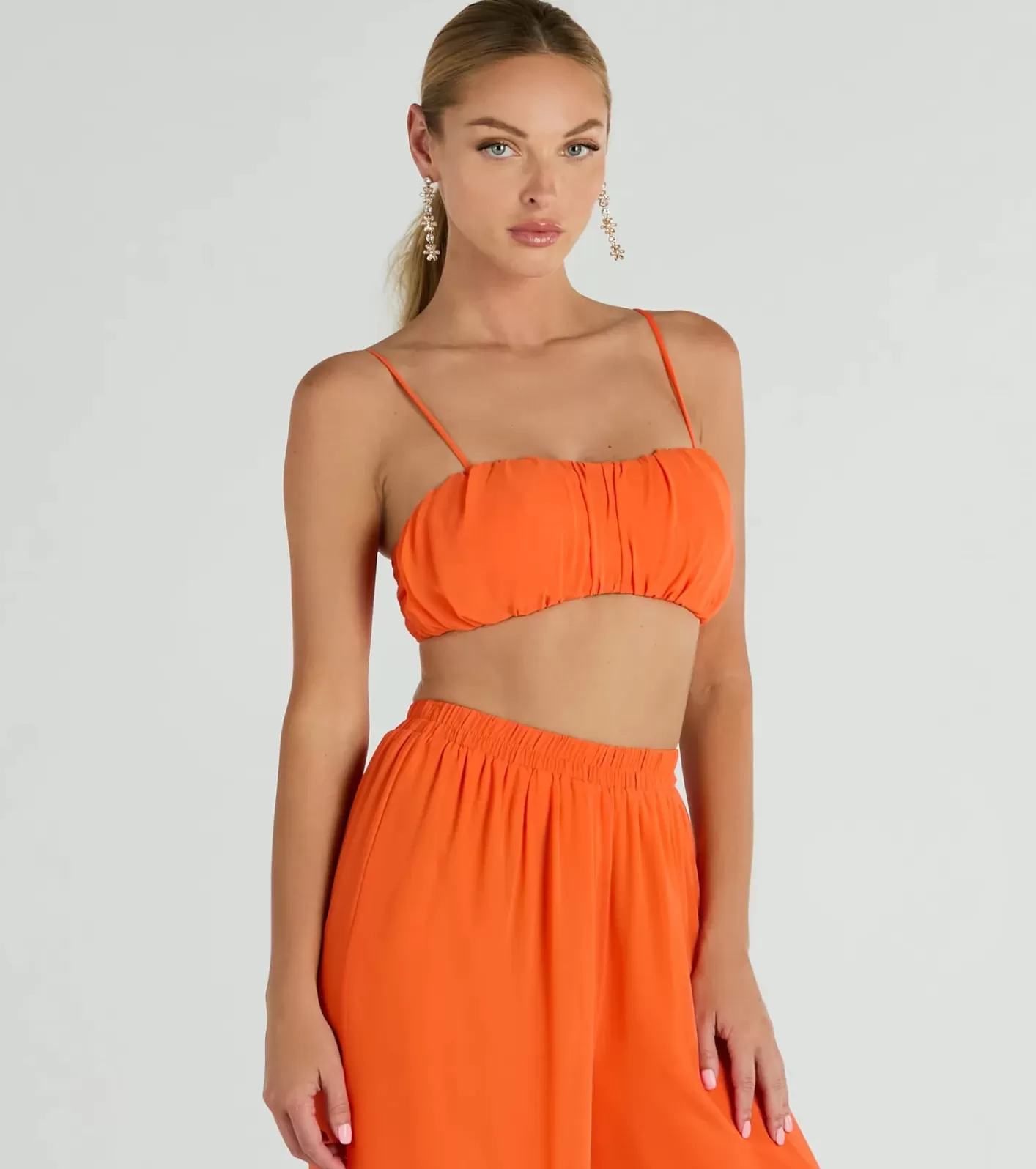 Windsor Gorgeous Allure Ruched Chiffon Bra Top ORANGE Sale