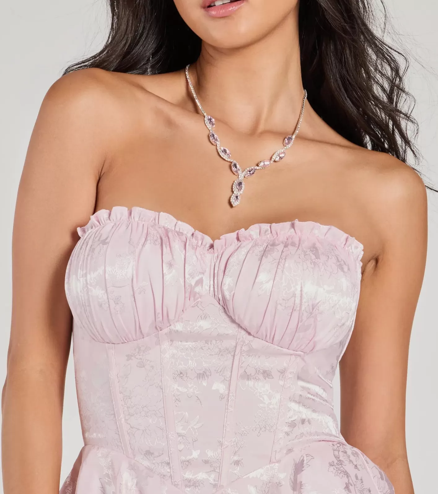 Windsor Gorgeous Stance Strapless Corset Floral Satin Romper BLUSH Hot