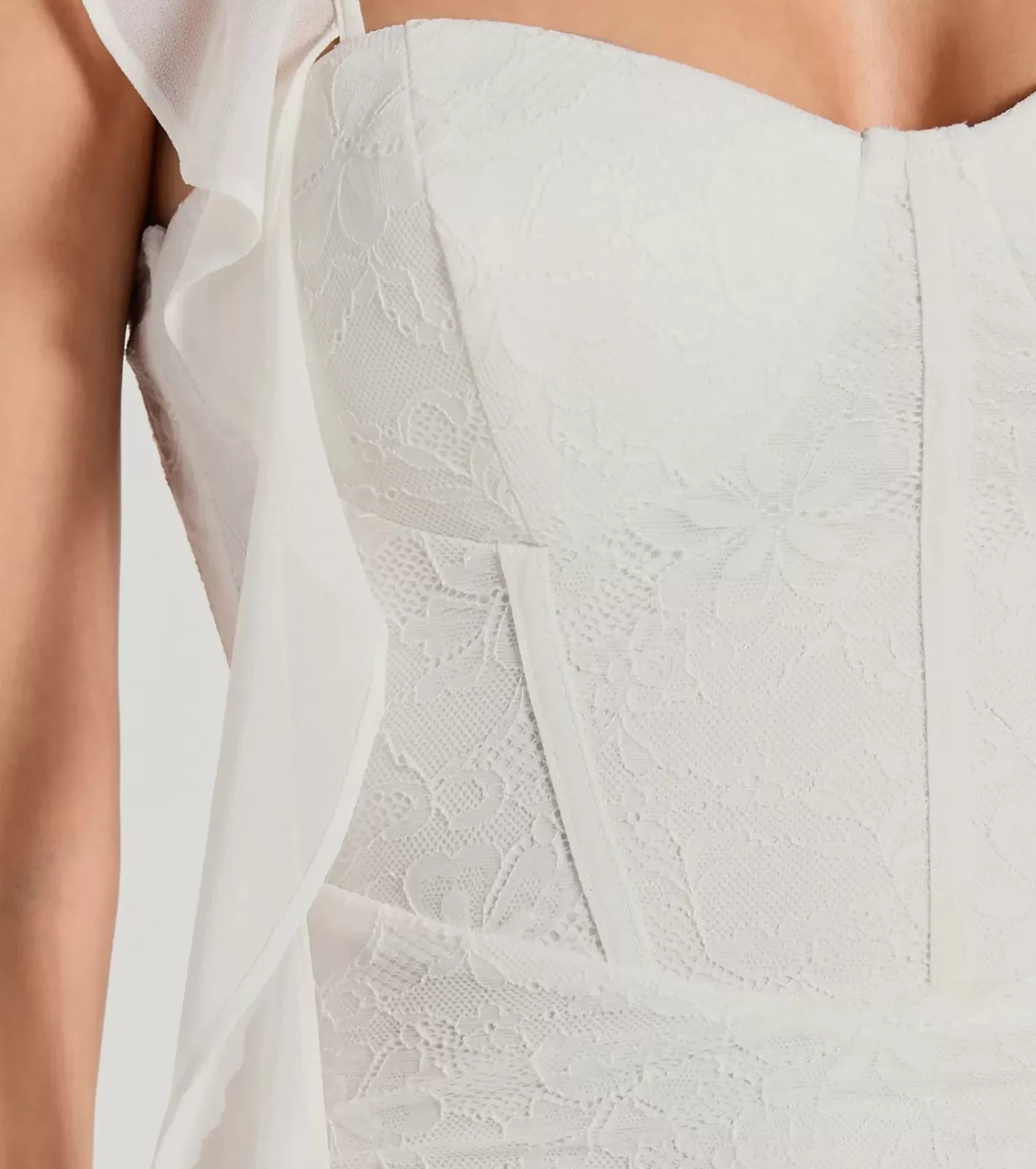 Windsor Gorgeous Vibe Ruffled Lace Corset Mini Dress WHITE Fashion