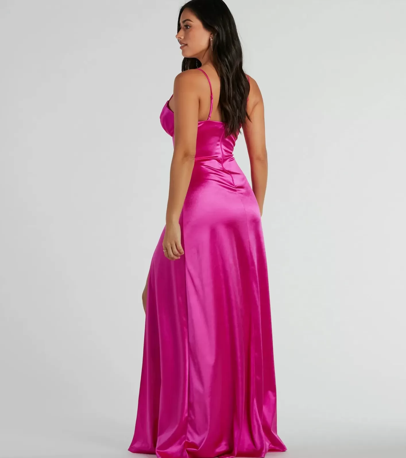 Windsor Haley Corset Slit A-Line Satin Formal Dress FUCHSIA Store