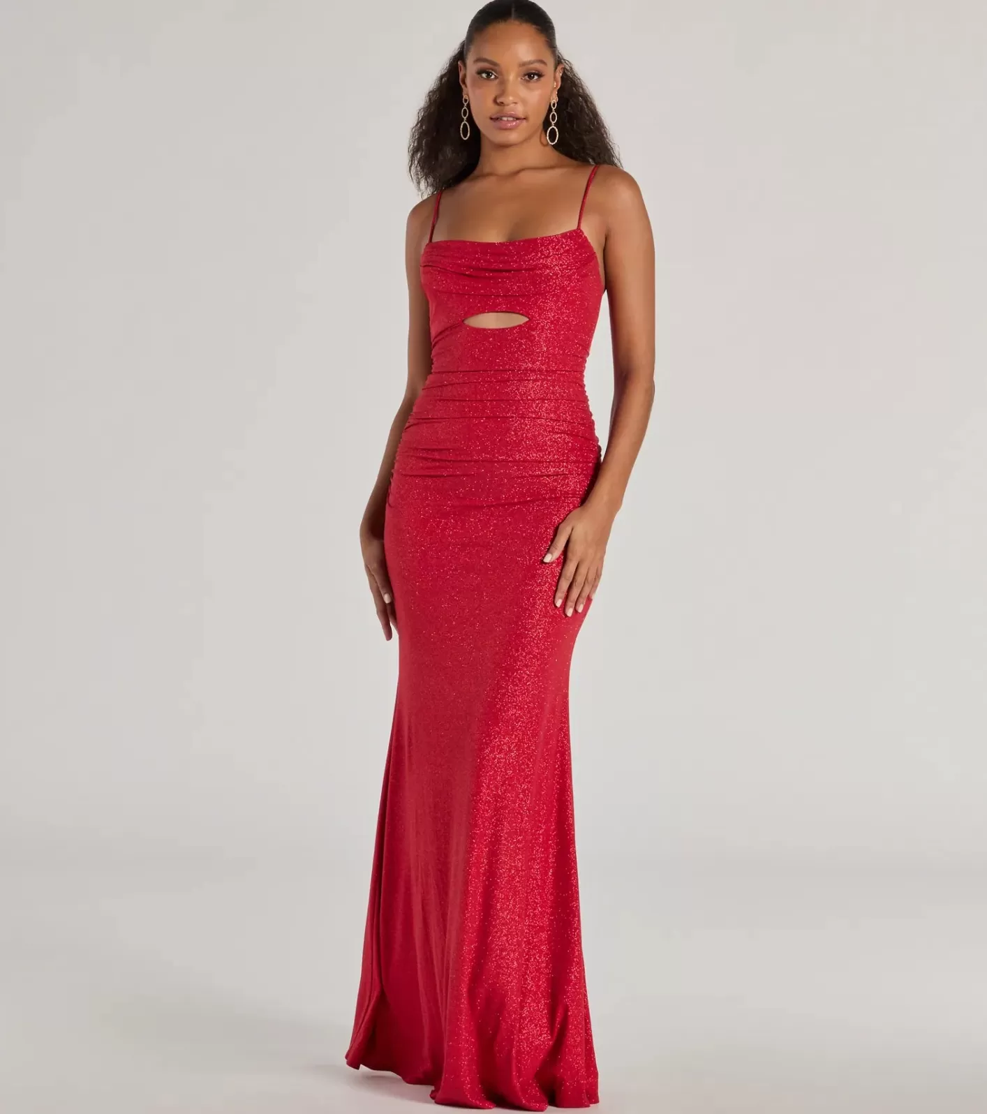 Windsor Harley Sleeveless Cutout Mermaid Glitter Formal Dress RED Shop