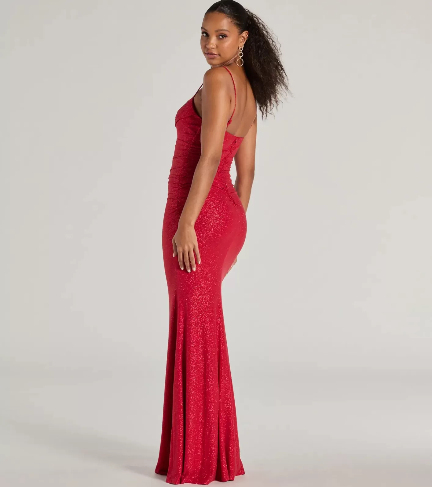 Windsor Harley Sleeveless Cutout Mermaid Glitter Formal Dress RED Shop