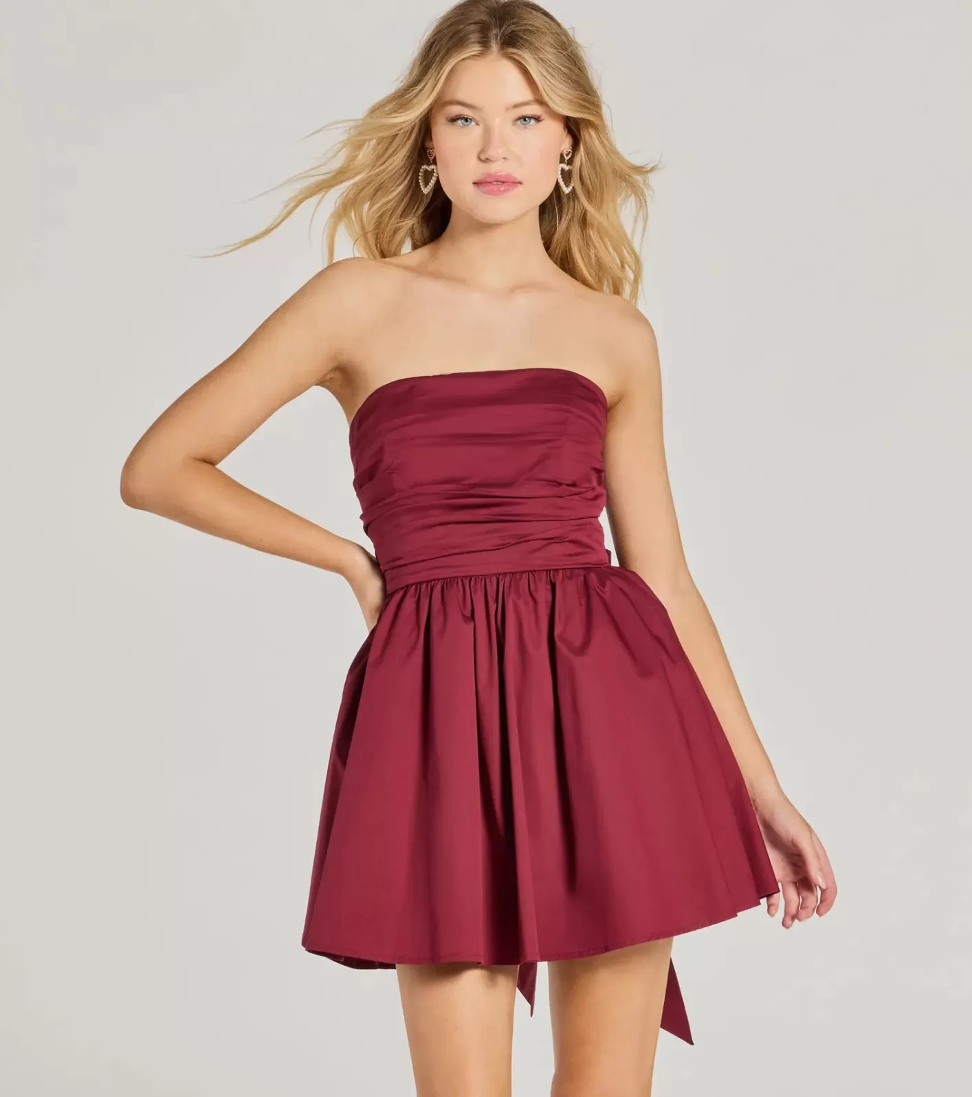 Windsor Harper Strapless Tie-Back Skater Party Dress WINE Sale