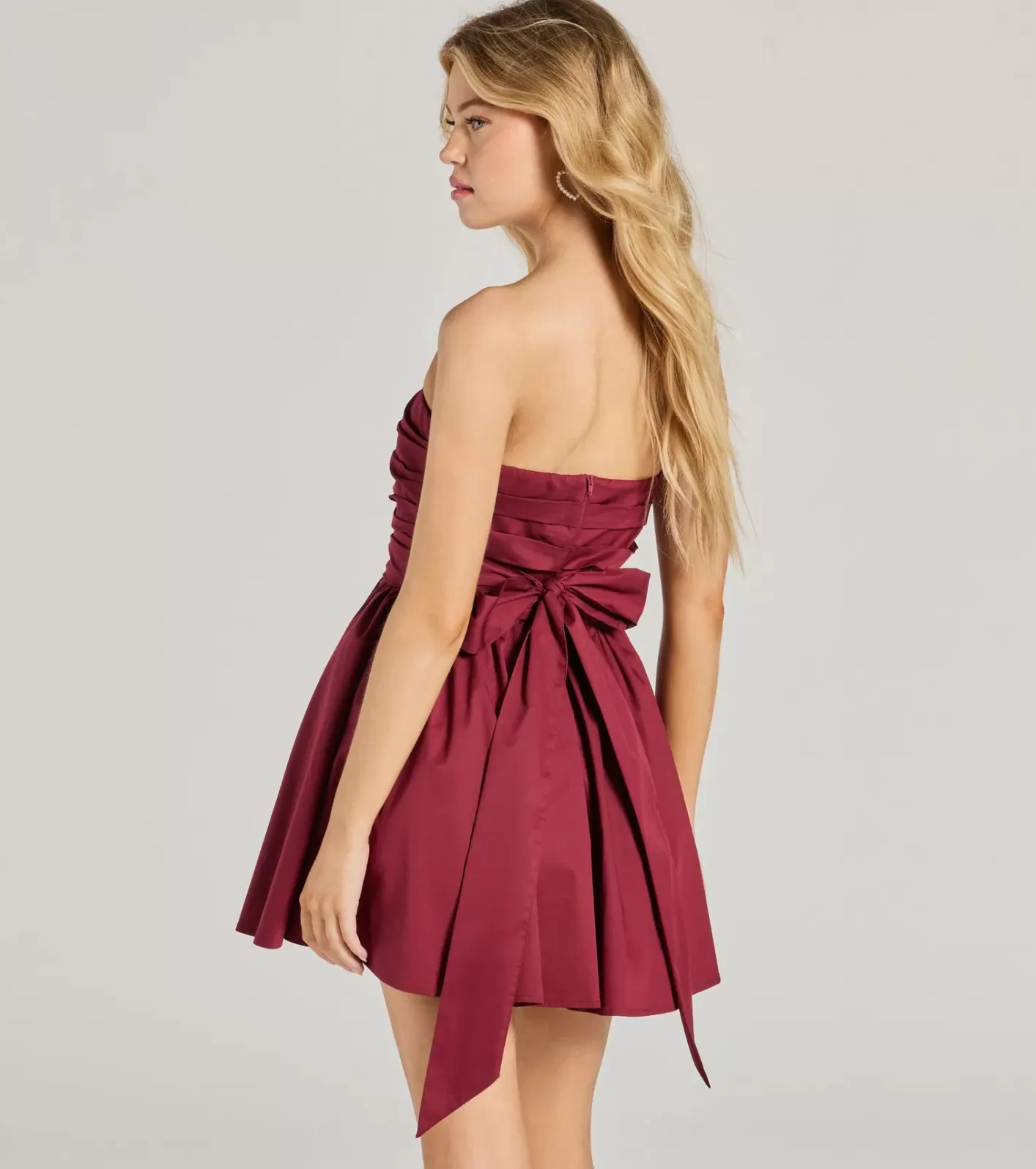 Windsor Harper Strapless Tie-Back Skater Party Dress WINE Sale