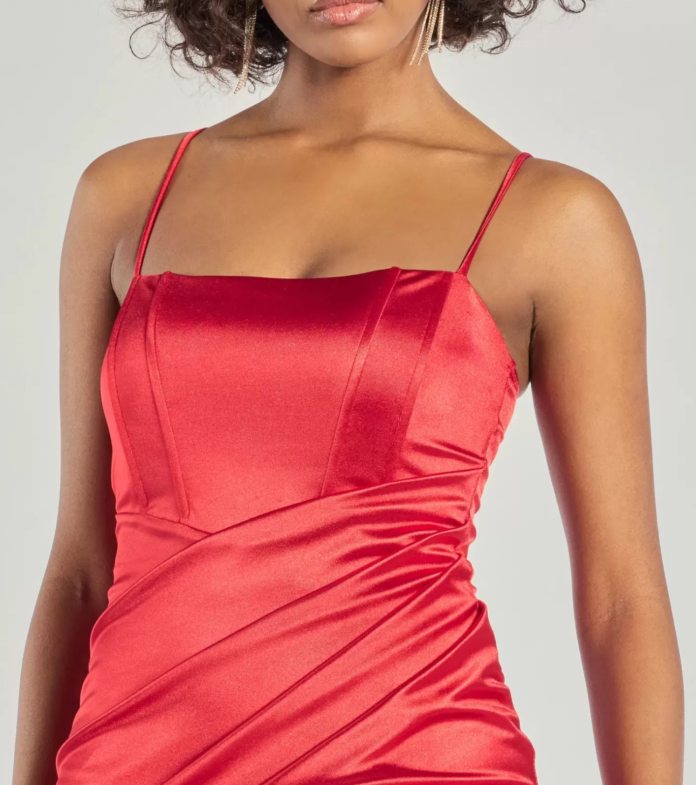 Windsor Harriet Formal Satin Corset Midi Dress RED New