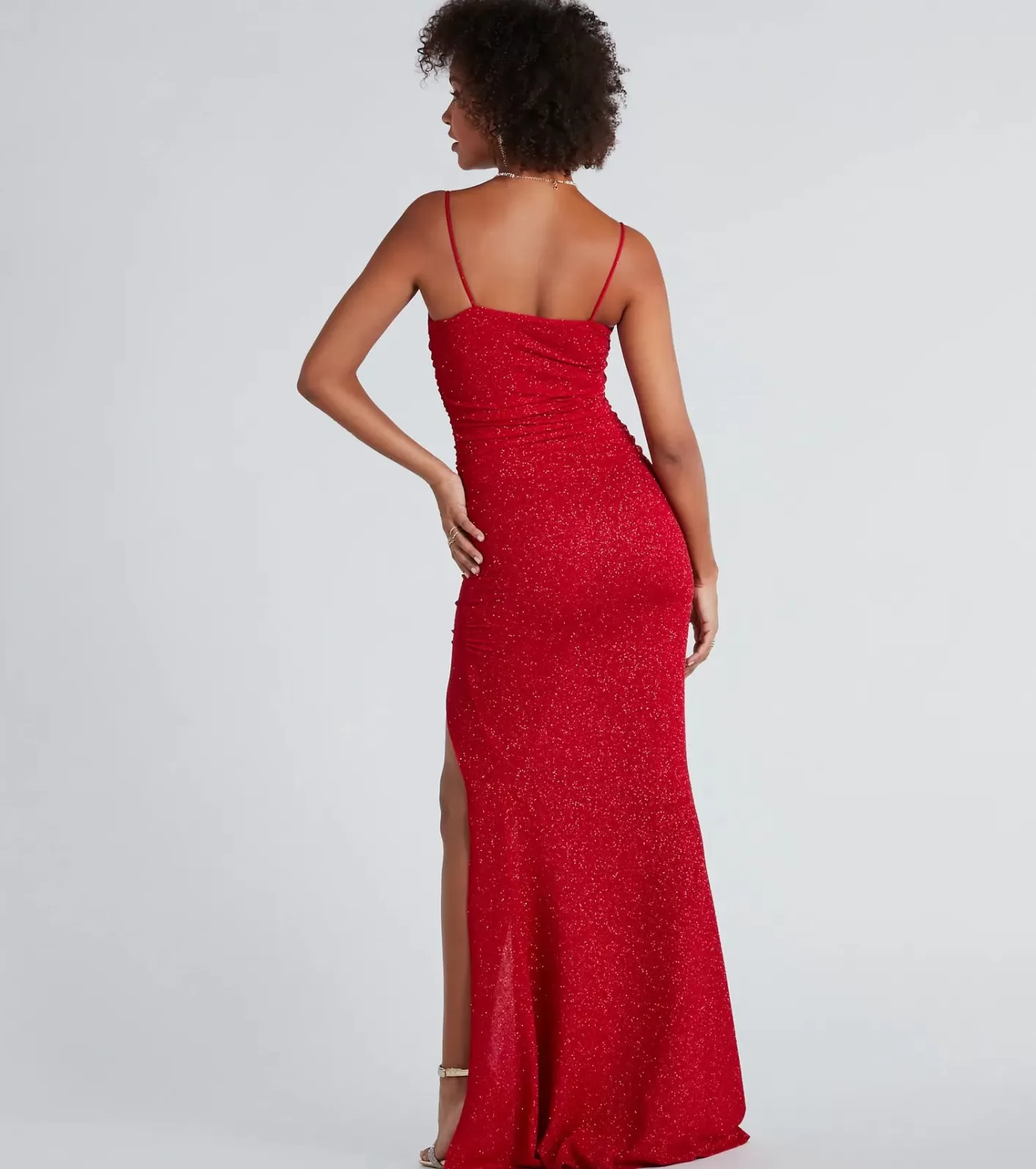 Windsor Hayden Ruched Glitter Knit Mermaid Dress RED Online