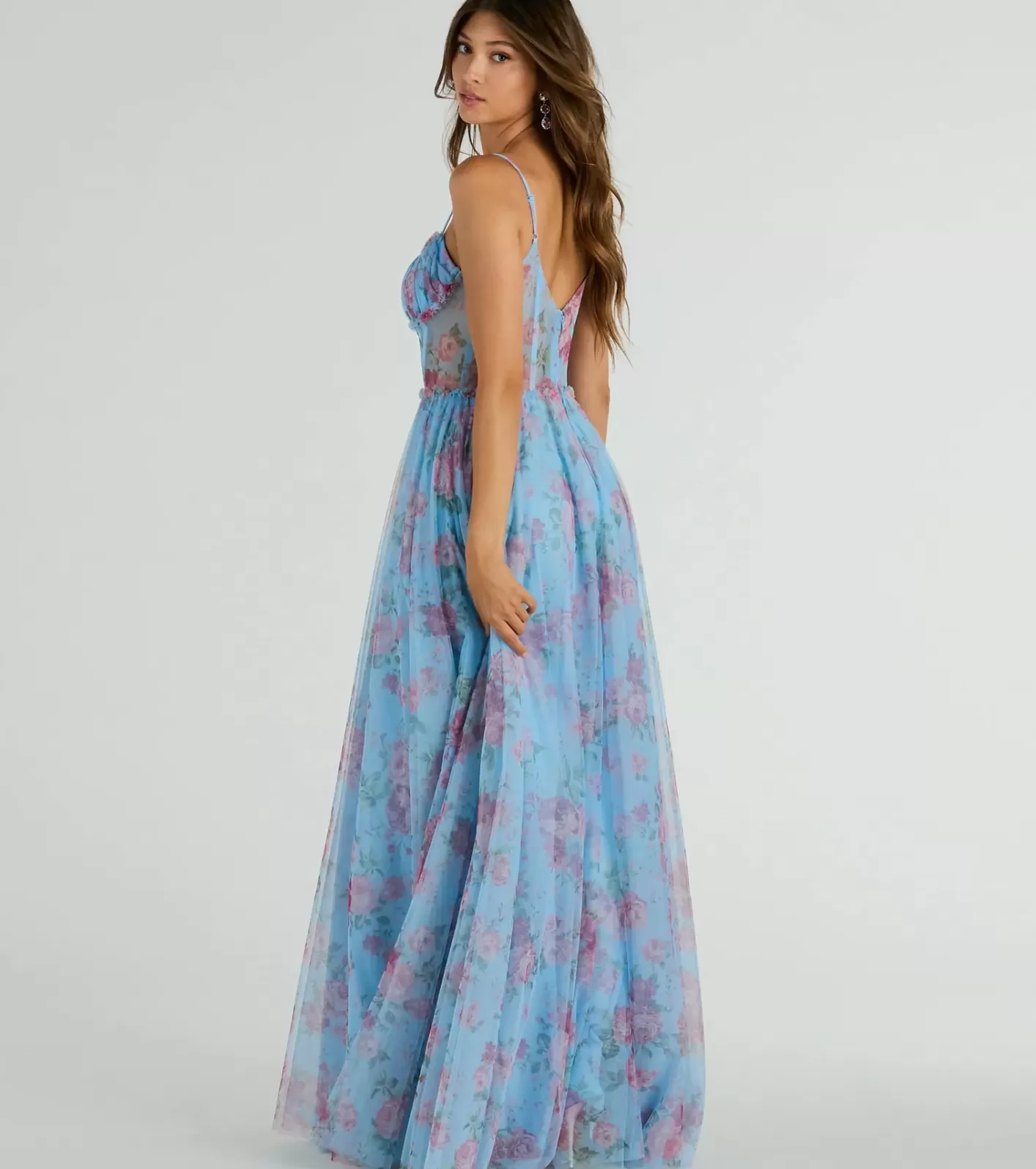 Windsor Haylie Corset A-Line Floral Tulle Formal Dress LIGHTBLUE Online