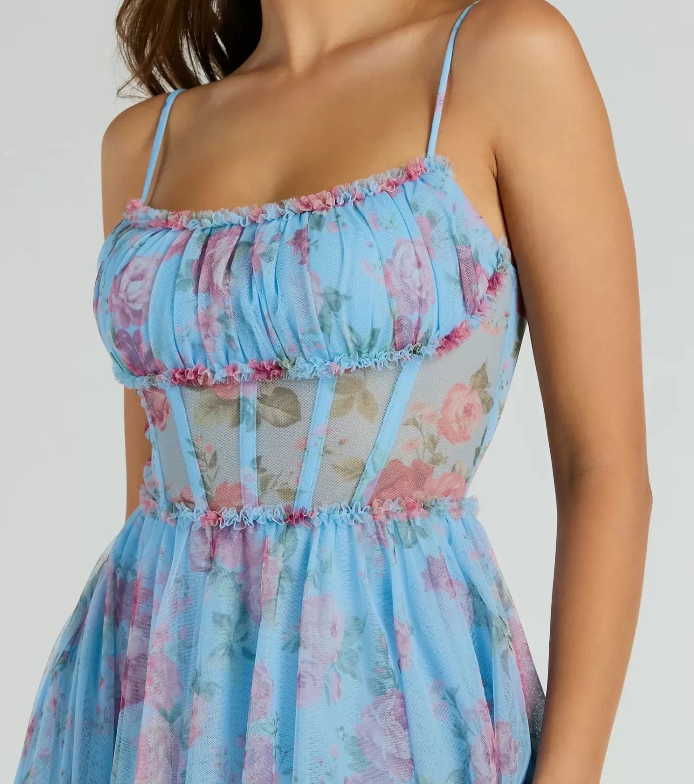 Windsor Haylie Corset A-Line Floral Tulle Formal Dress LIGHTBLUE Online