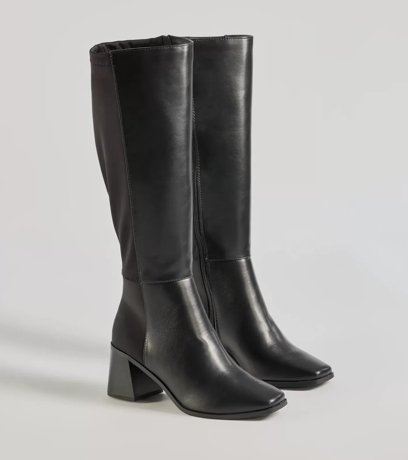 Windsor Here To Slay Under-The-Knee Block Heel Boots BLACK Cheap