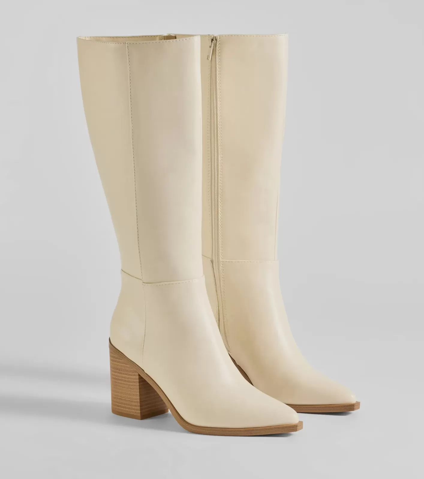 Windsor High Fashion Under-The-Knee Faux Leather Boots IVORY Store