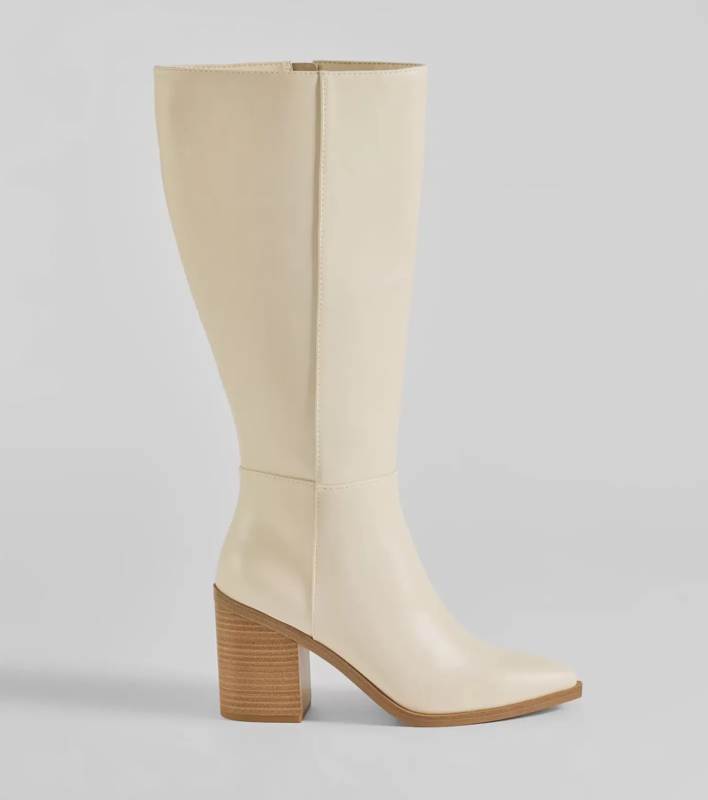 Windsor High Fashion Under-The-Knee Faux Leather Boots IVORY Store