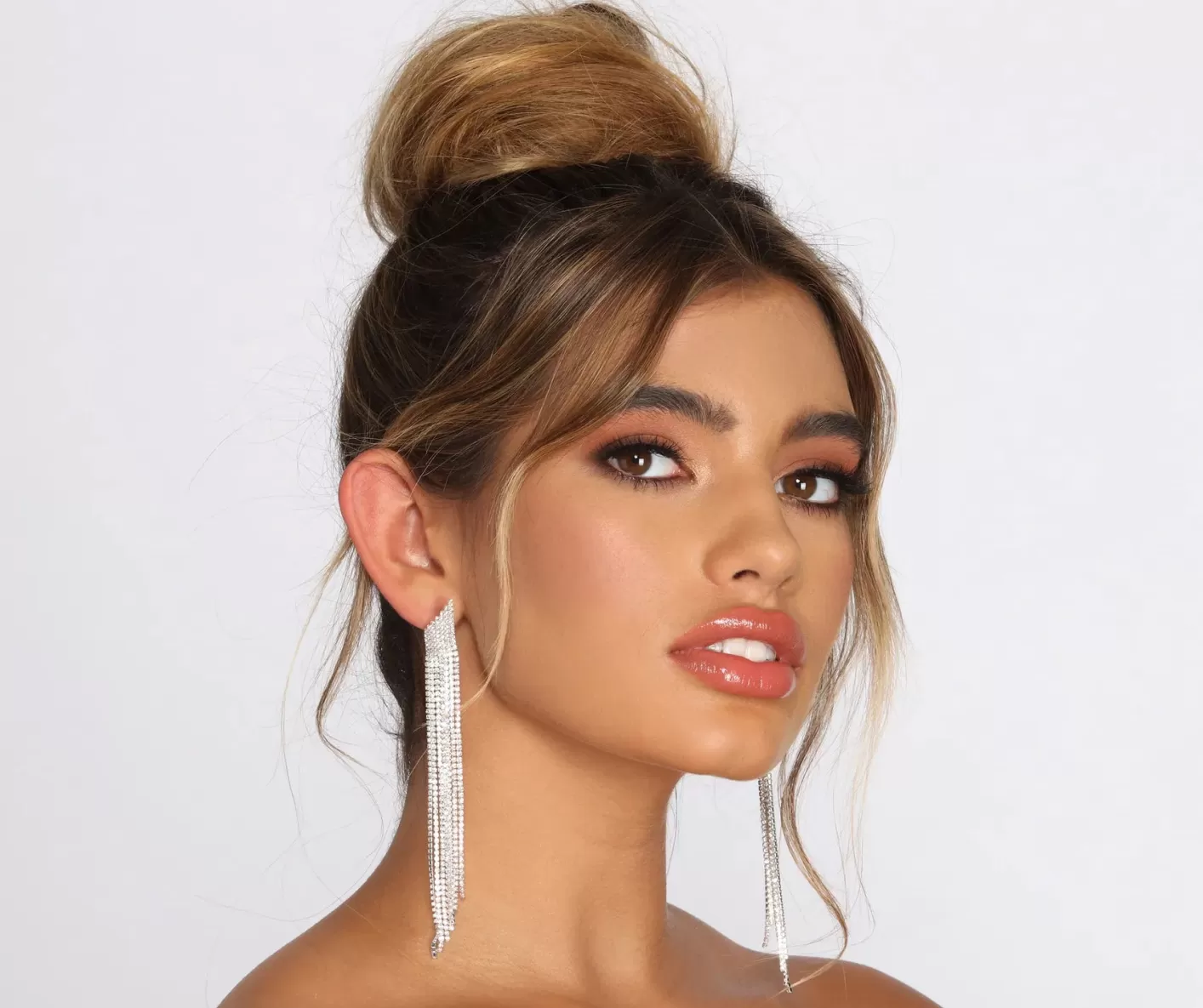 Windsor Just A Lil' Rhinestone Fringe Earrings SILVER Flash Sale