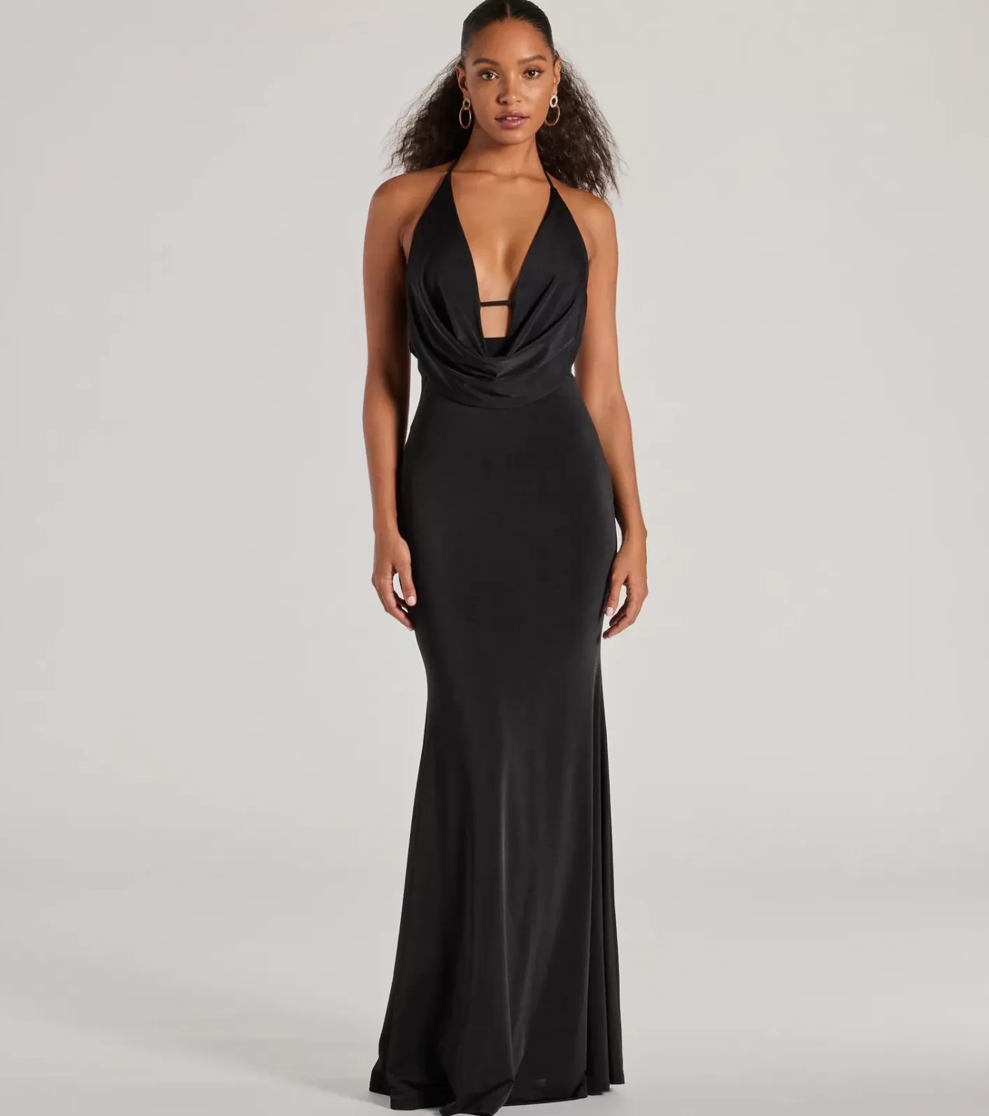 Windsor Katherine Halter Open Back Mermaid Formal Dress BLACK Cheap